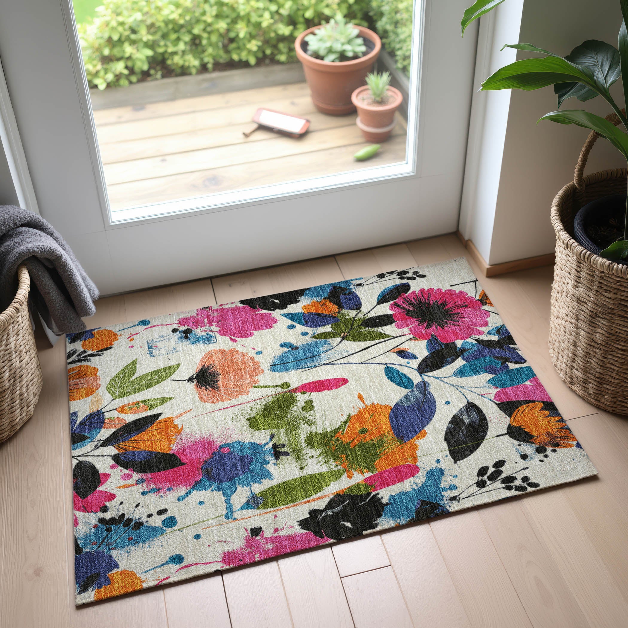 Montevideo Machine Washable Transitional Ivory Rug 1'8" x 2'6" #shape_Rectangle