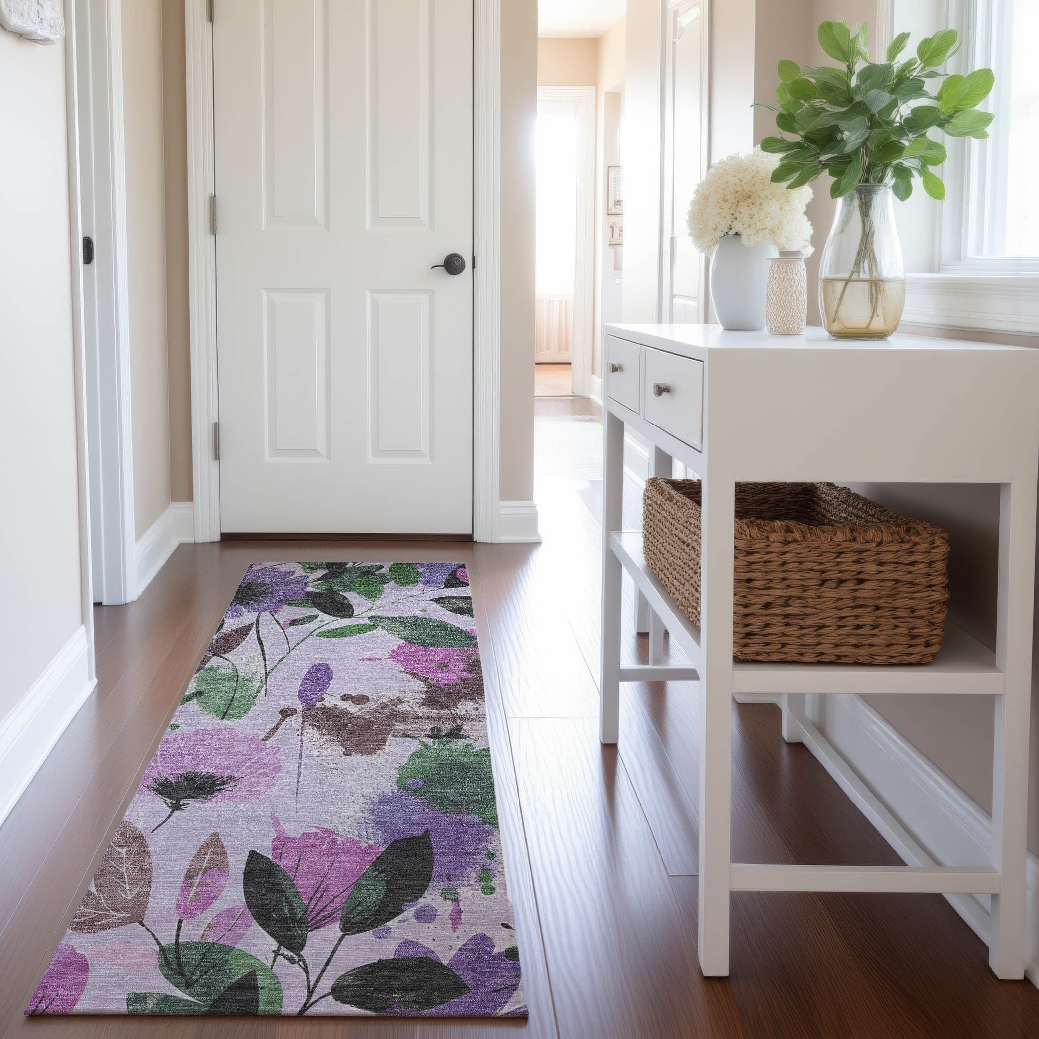 Montevideo Machine Washable Transitional Lavender Purple Rug 2'3" x 7'6" #shape_Runner