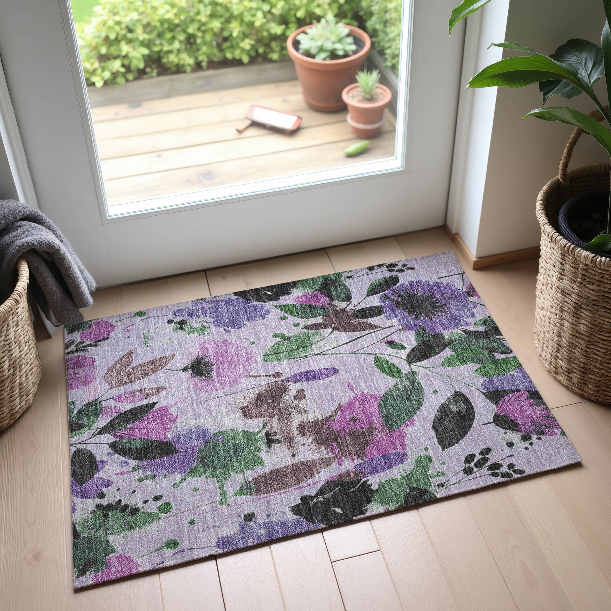 Montevideo Machine Washable Transitional Lavender Purple Rug 1'8" x 2'6" #shape_Rectangle