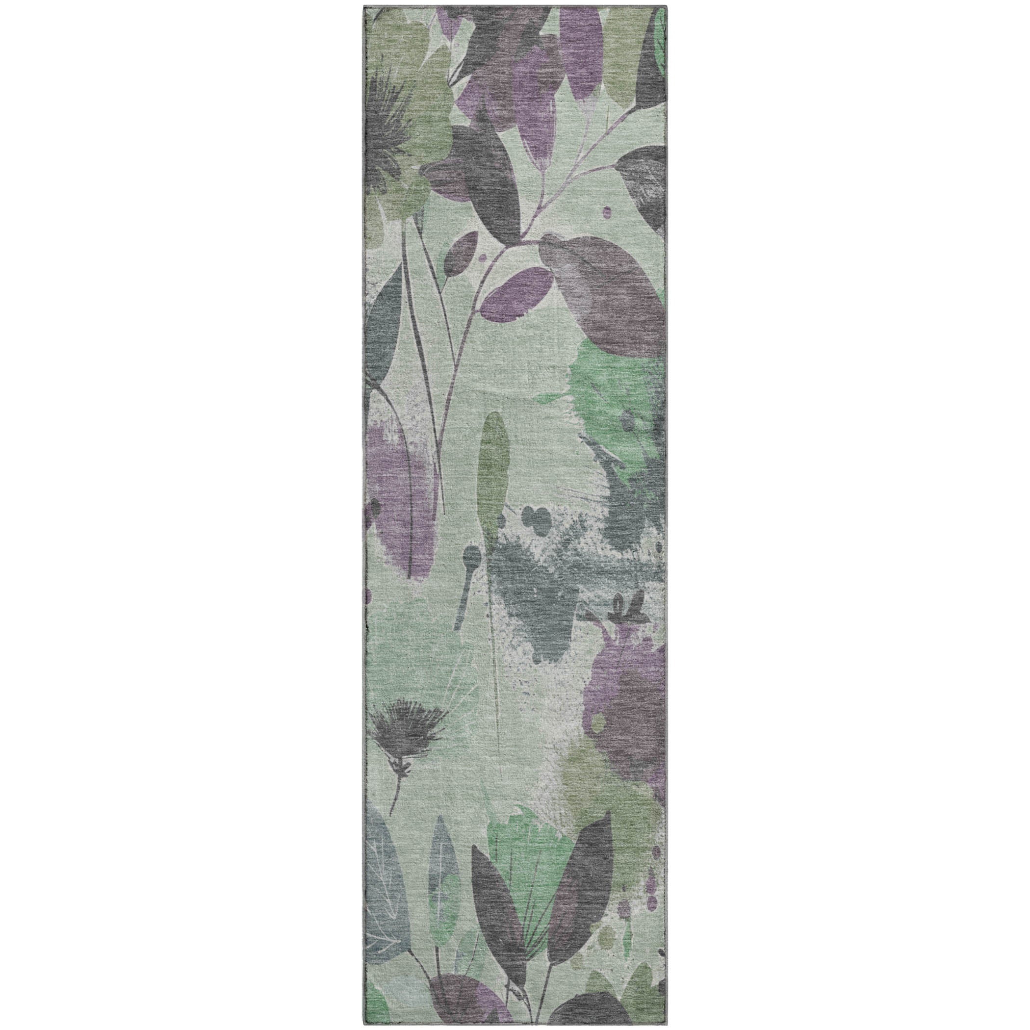 Montevideo Machine Washable Transitional Sage Green Rug 2'3" x 7'6" #shape_Runner