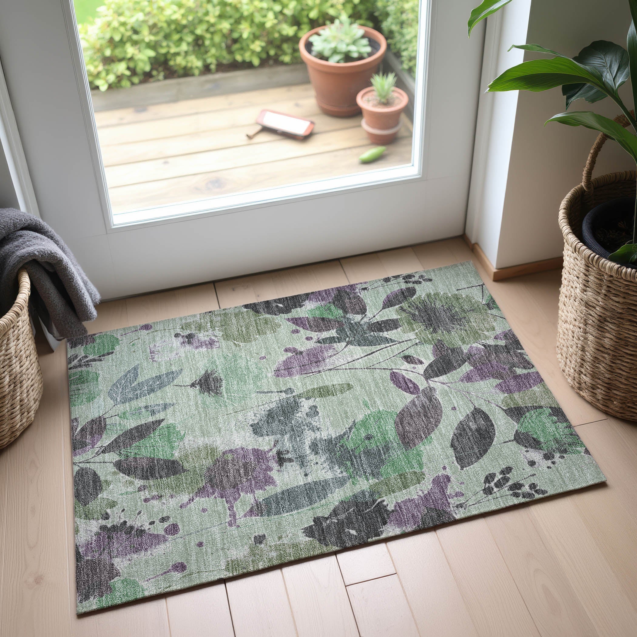 Montevideo Machine Washable Transitional Sage Green Rug 1'8" x 2'6" #shape_Rectangle