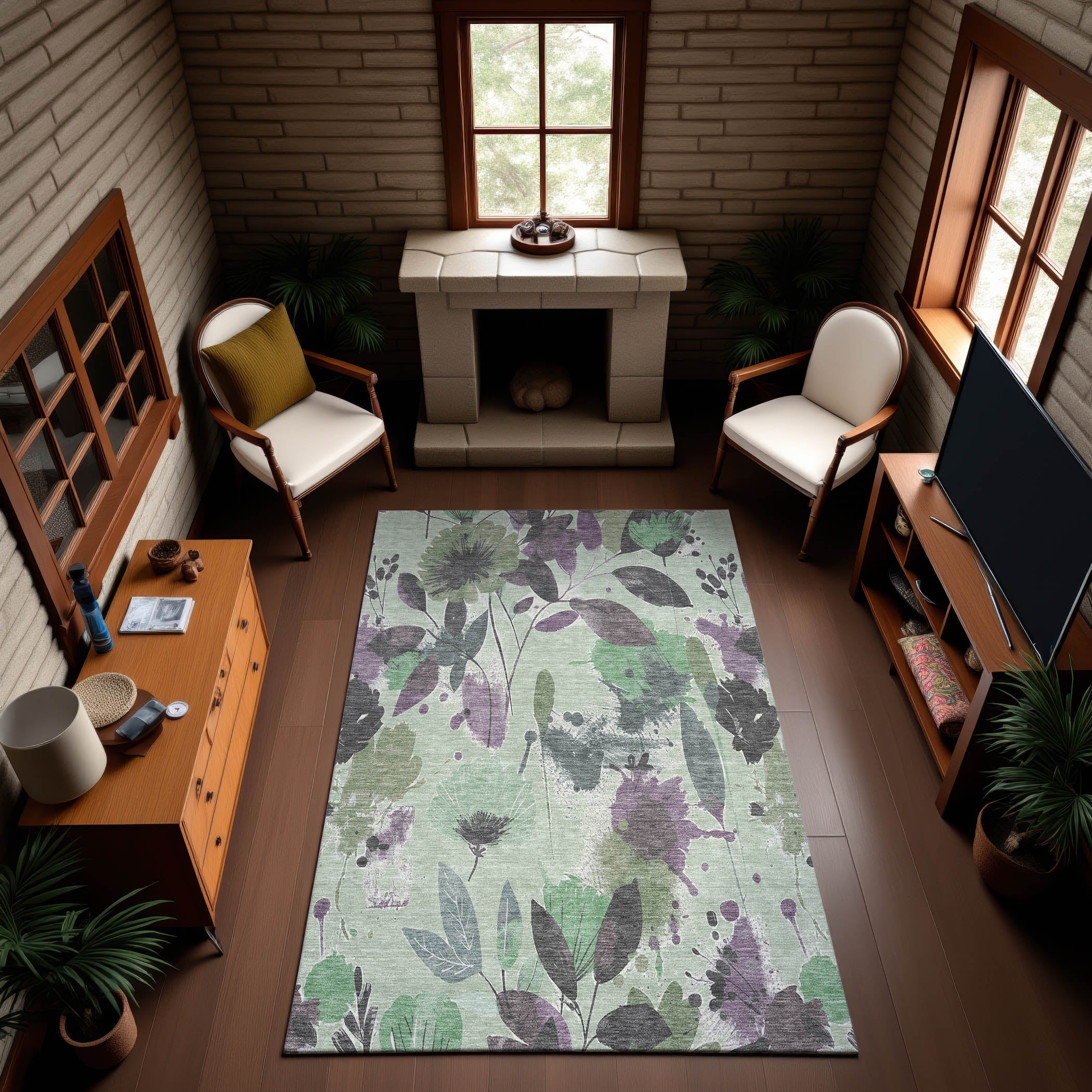Montevideo Machine Washable Transitional Sage Green Rug 2'6" x 3'10" #shape_Rectangle