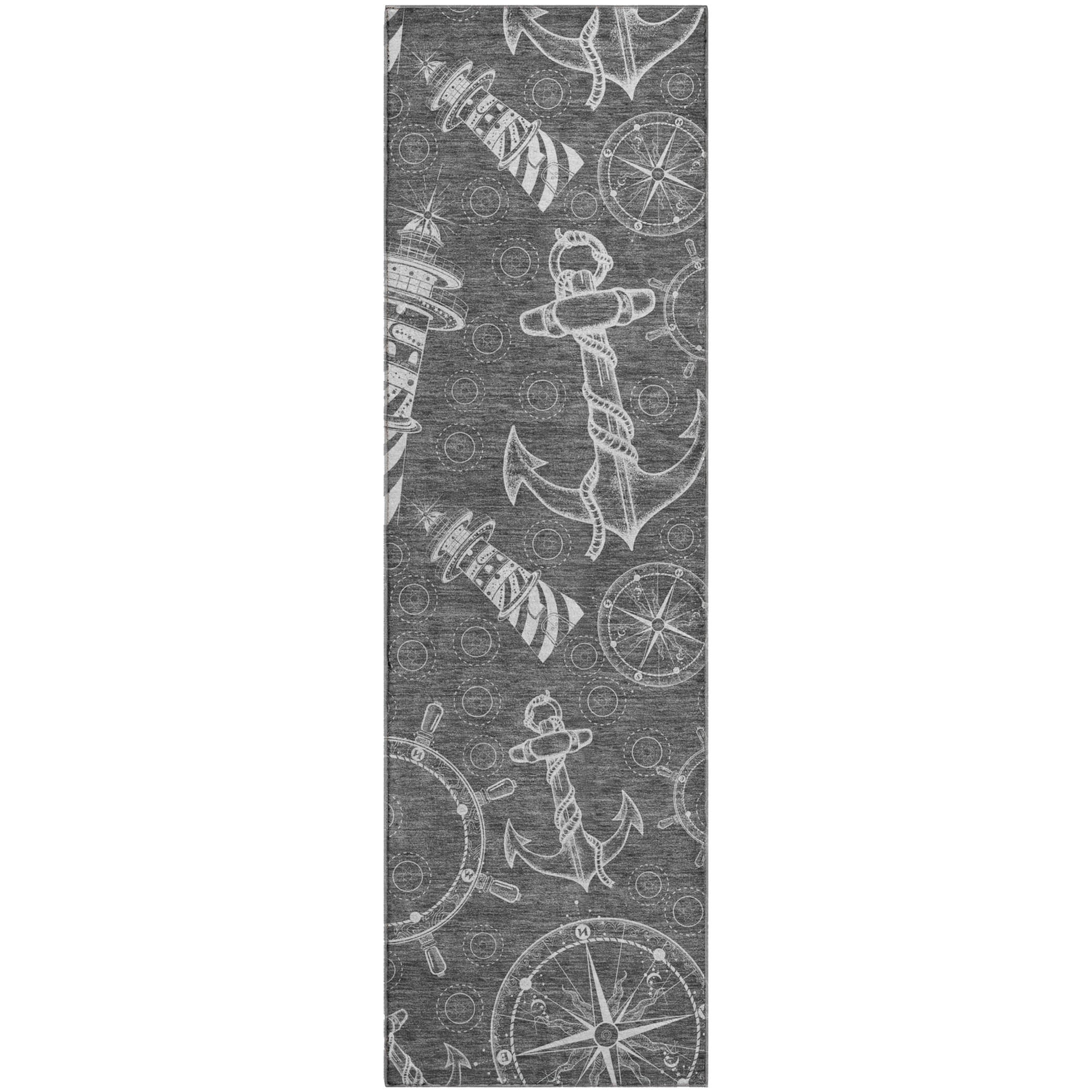 Baku Machine Washable Coastal Gray Rug 2'3" x 7'6" #shape_Runner