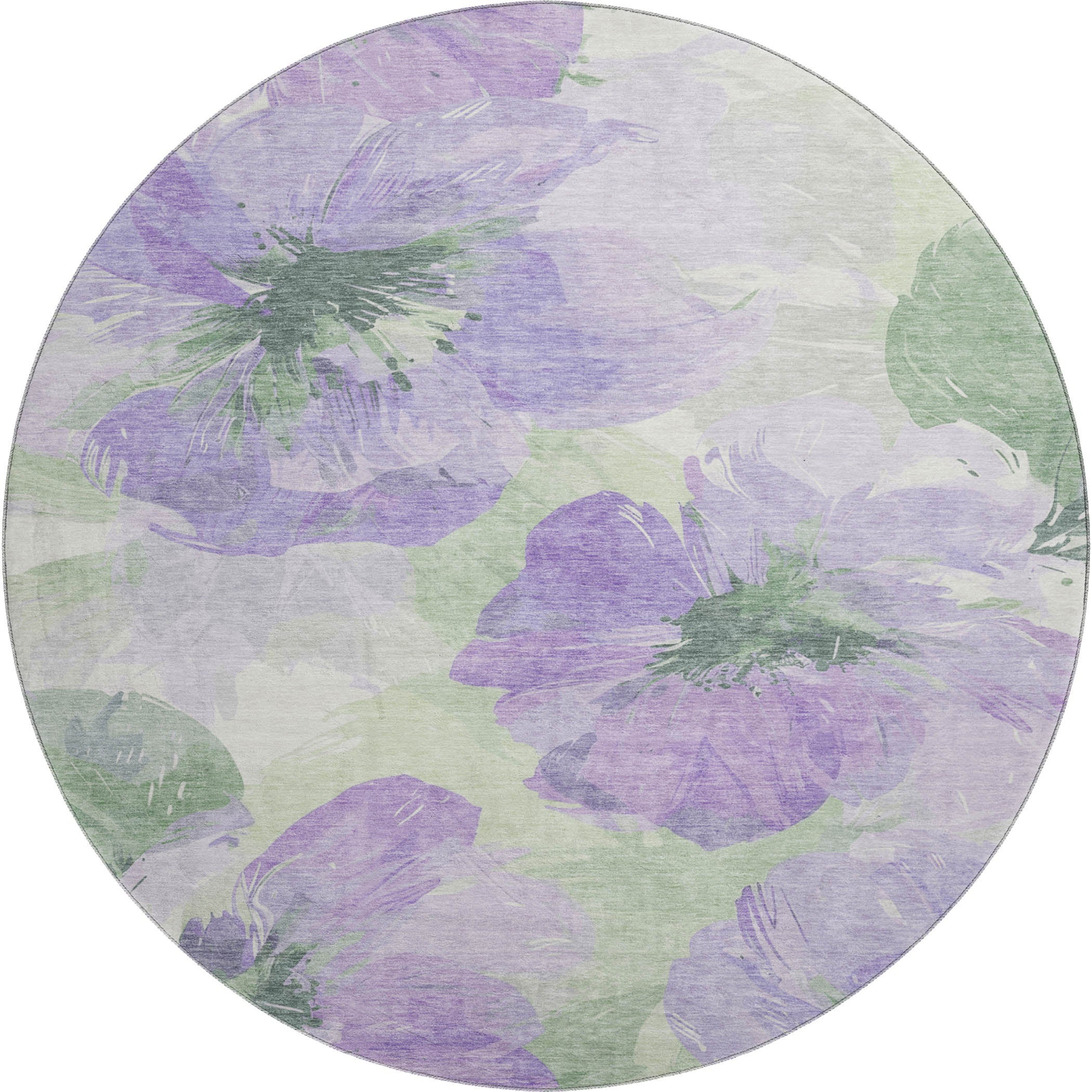 Split Machine Washable Transitional Lavender Purple Rug 8' x 8' #shape_Round