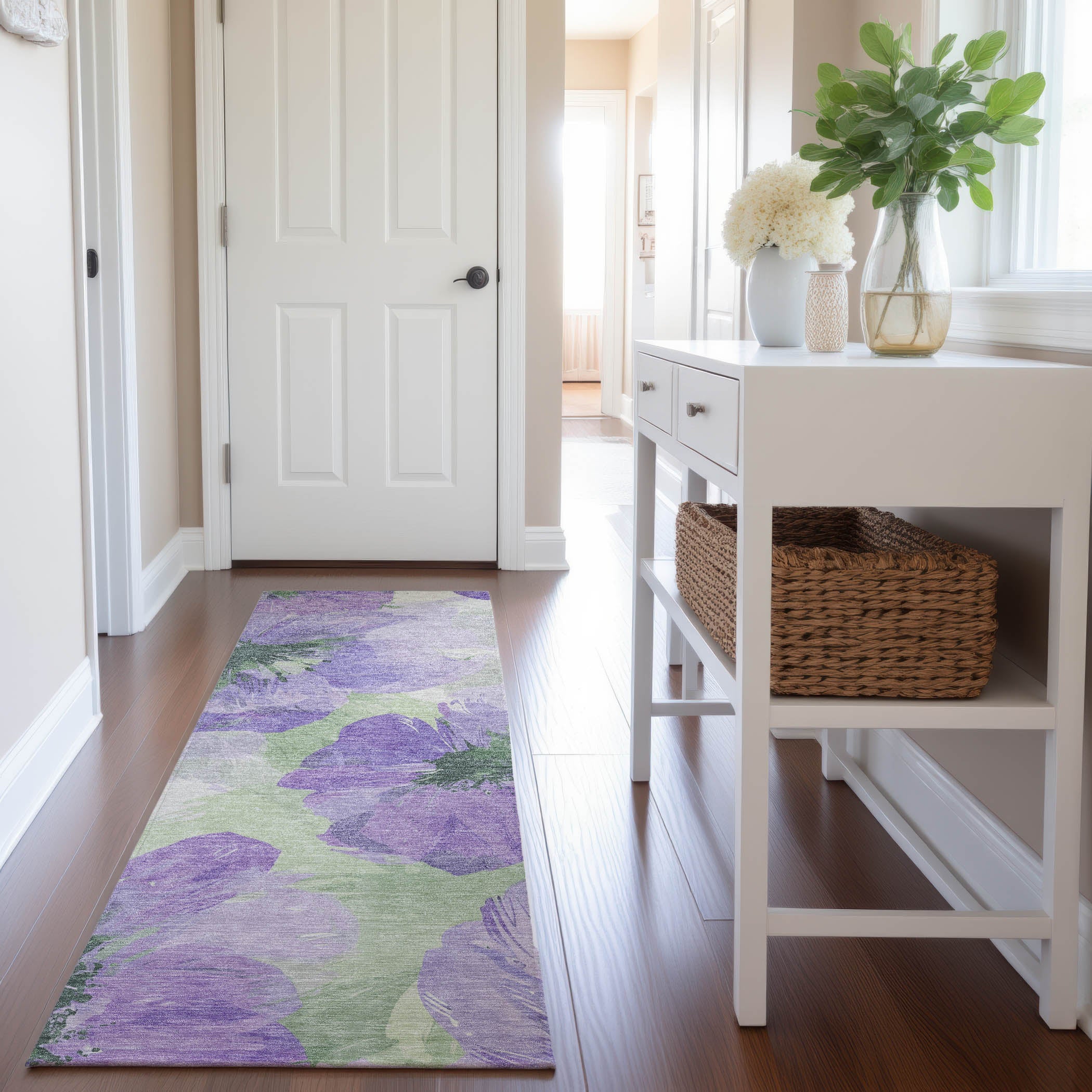 Split Machine Washable Transitional Lavender Purple Rug 2'3" x 7'6" #shape_Runner