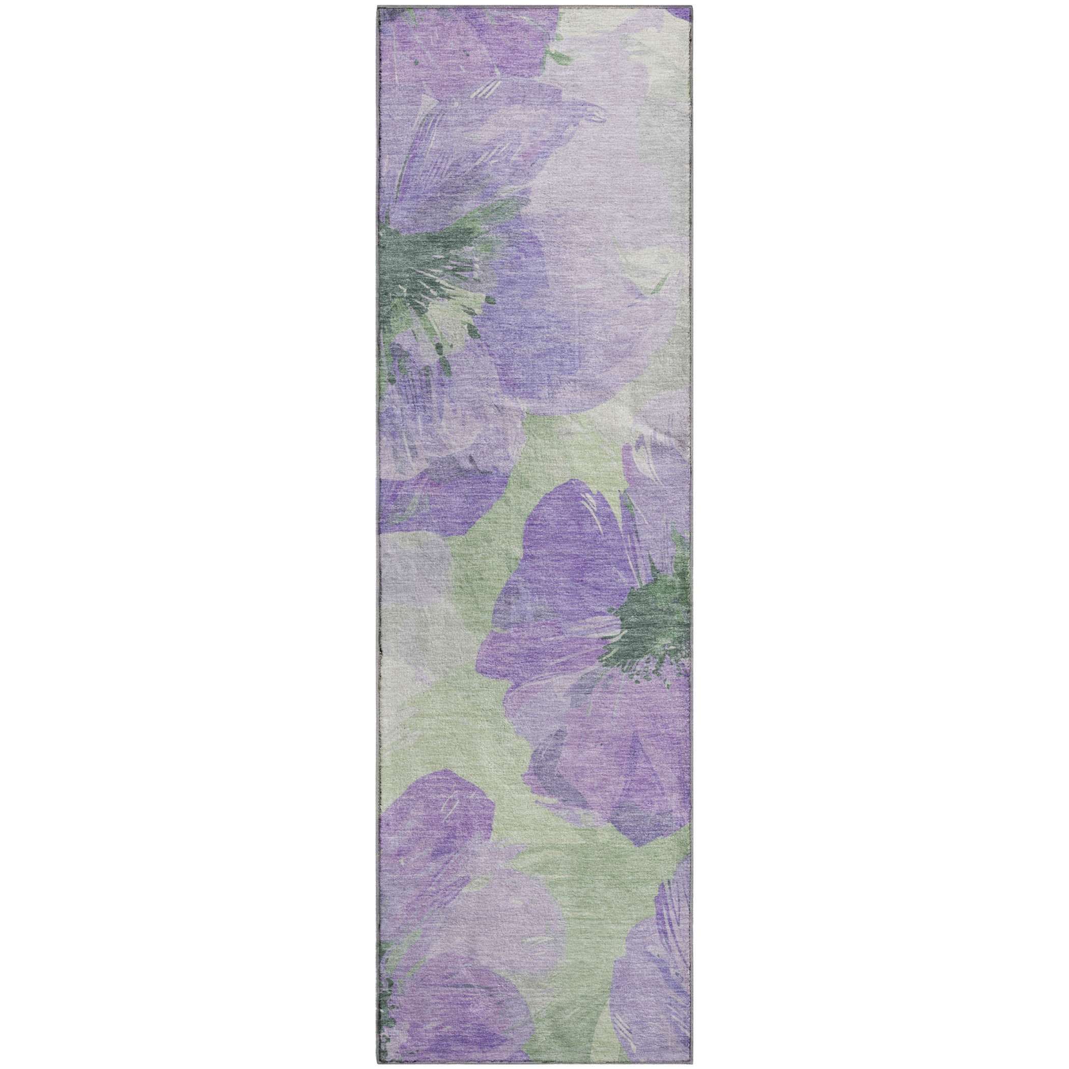 Split Machine Washable Transitional Lavender Purple Rug 2'3" x 7'6" #shape_Runner