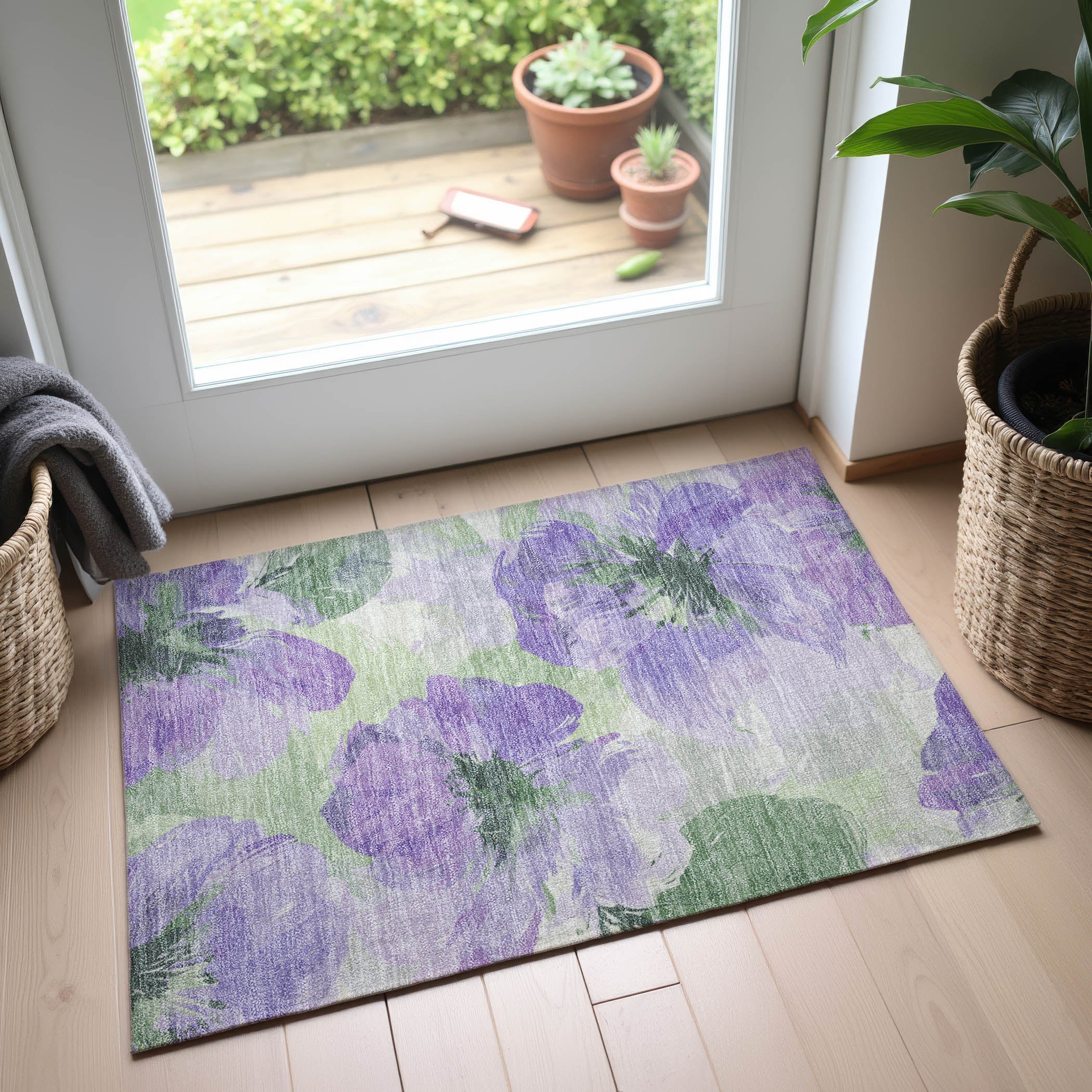 Split Machine Washable Transitional Lavender Purple Rug 1'8" x 2'6" #shape_Rectangle