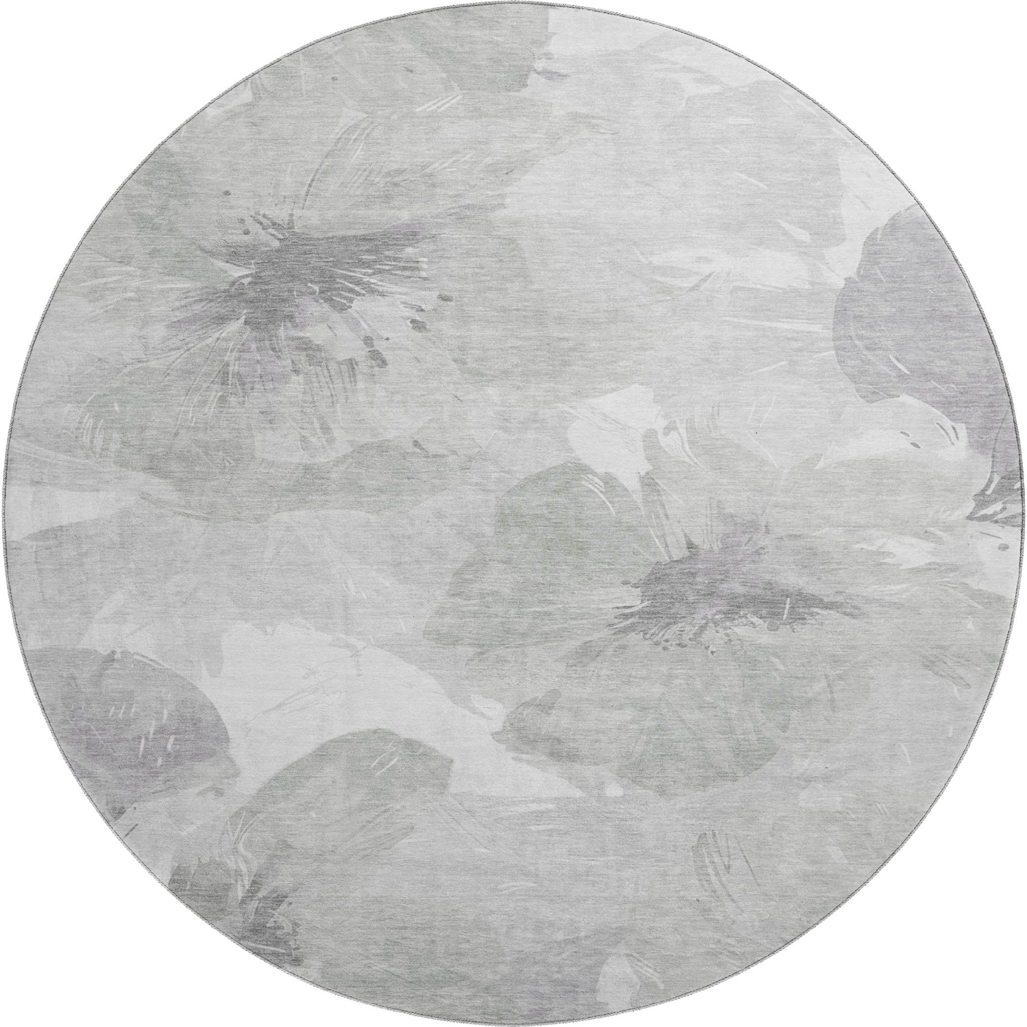 Split Machine Washable Transitional Putty Ivory Rug 8' x 8' #shape_Round