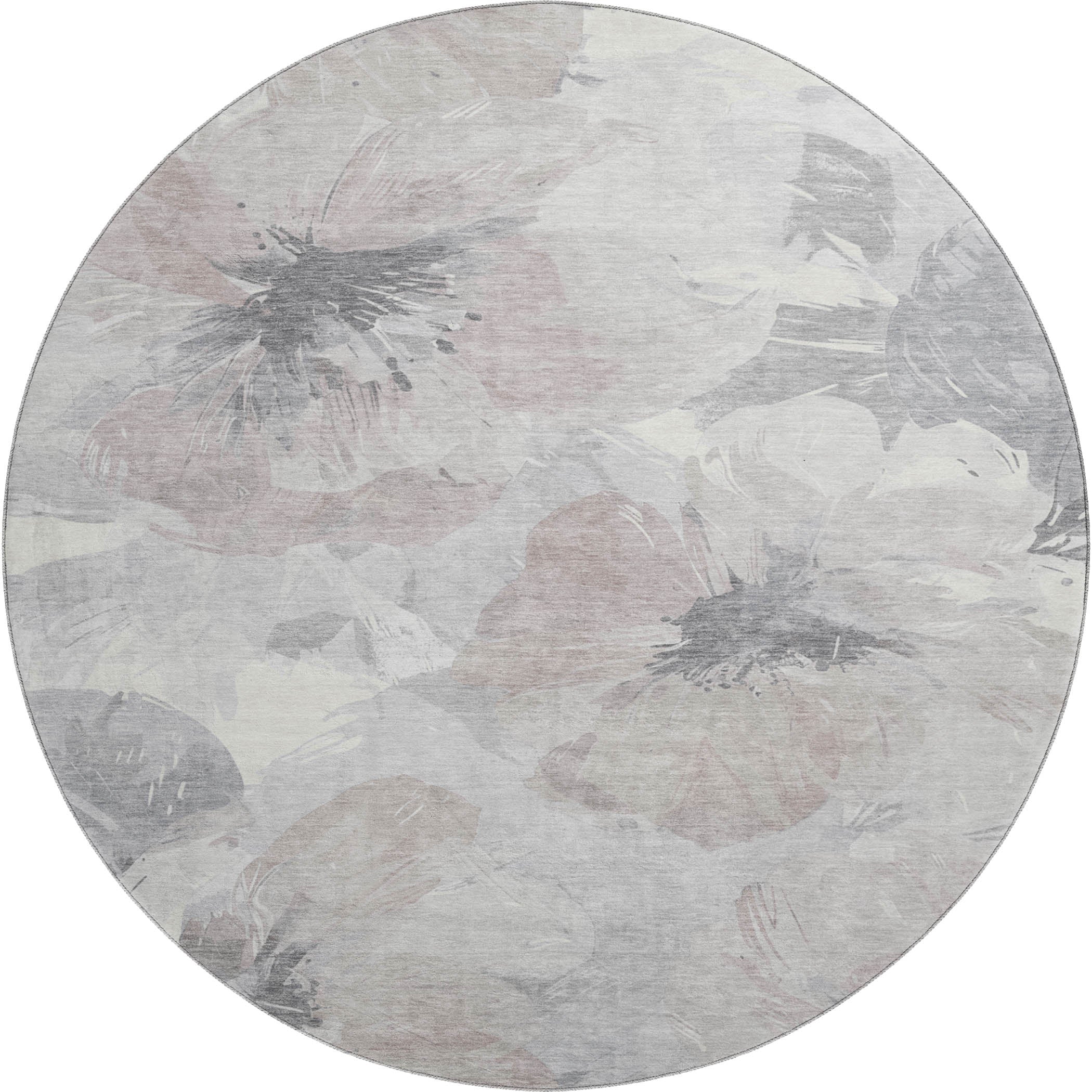 Split Machine Washable Transitional Taupe Brown Rug 8' x 8' #shape_Round