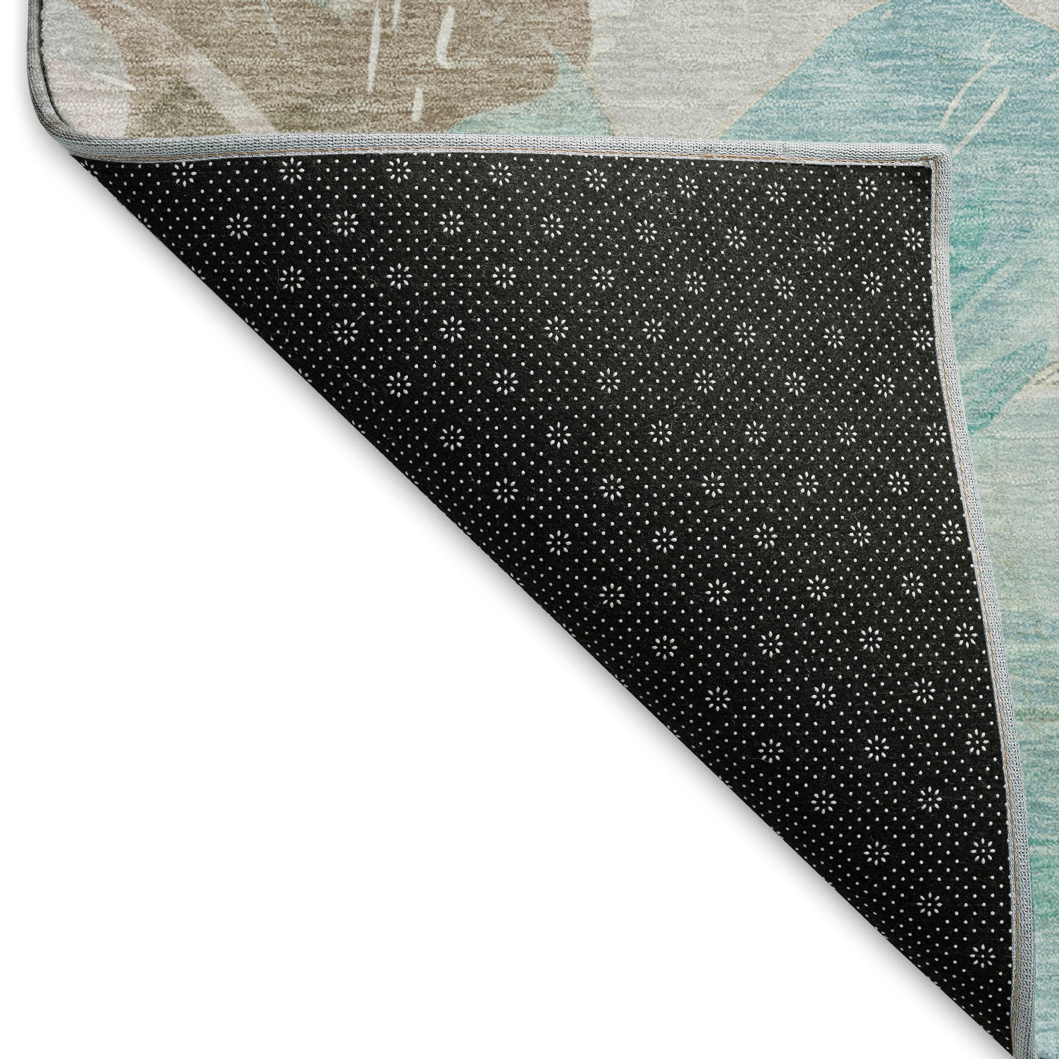 Split Machine Washable Transitional Teal Rug 1'8" x 2'6" #shape_Rectangle