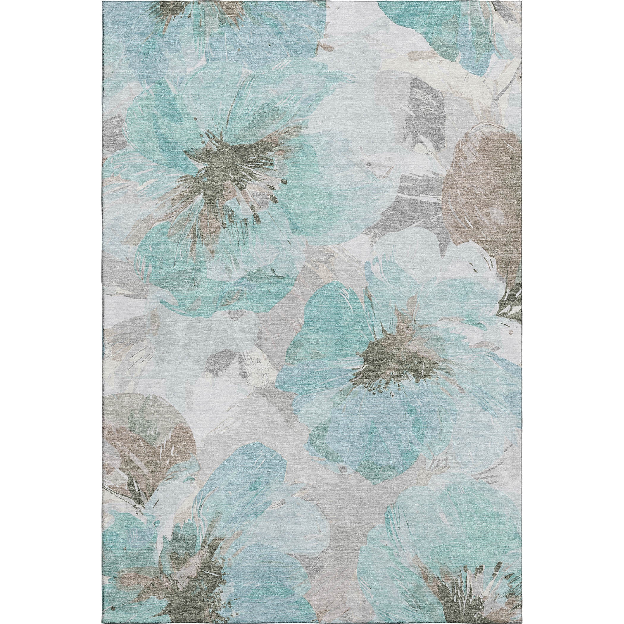 Split Machine Washable Transitional Teal Rug 2'6" x 3'10" #shape_Rectangle