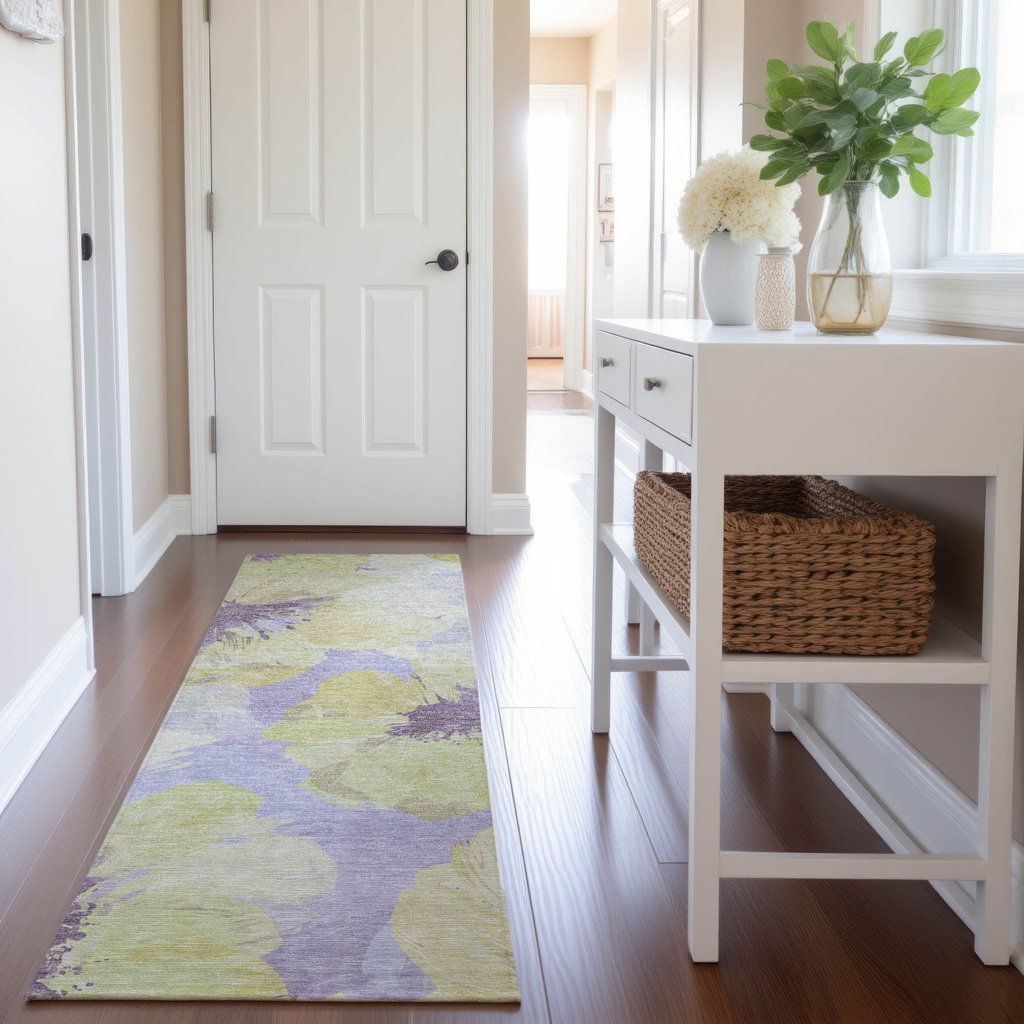 Split Machine Washable Transitional Wheat Gold Rug 2'3" x 7'6" #shape_Runner