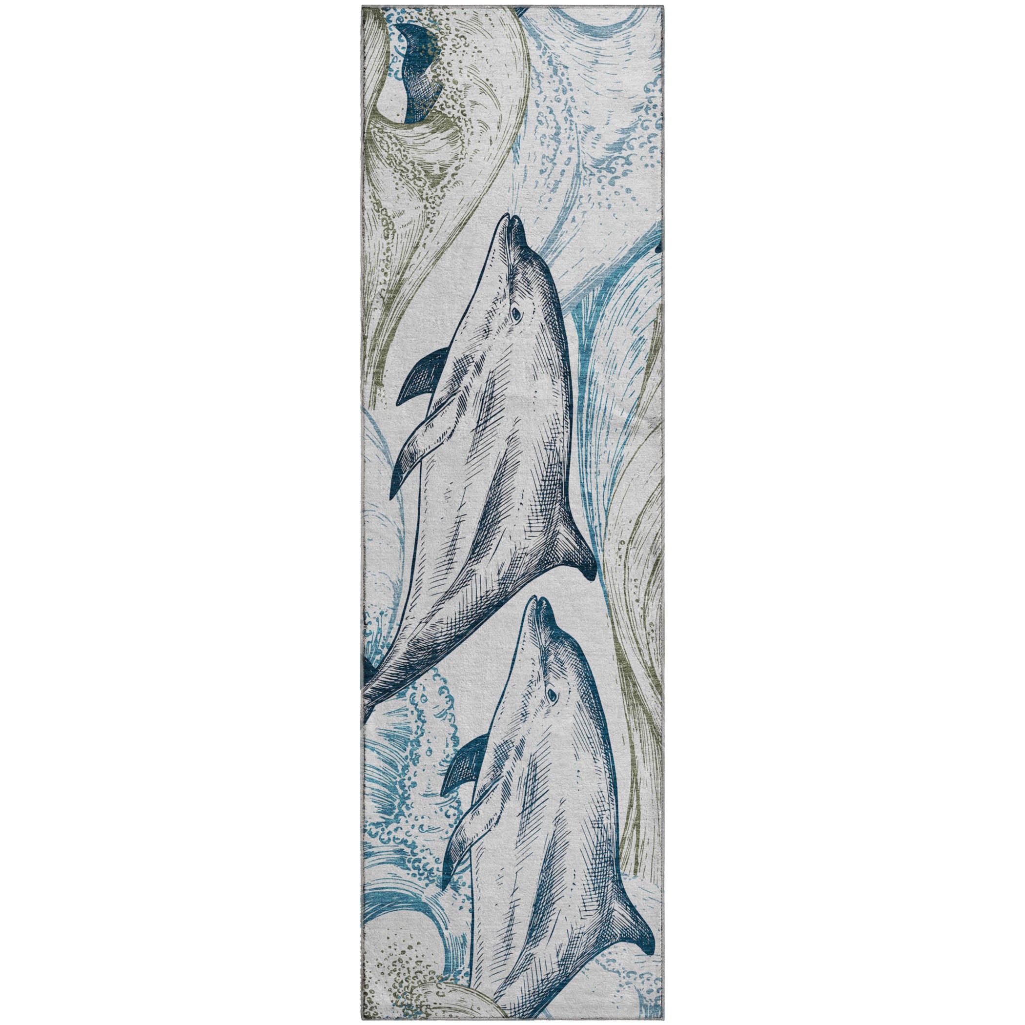 Rome Machine Washable Coastal Ivory Rug 2'3" x 7'6" #shape_Runner