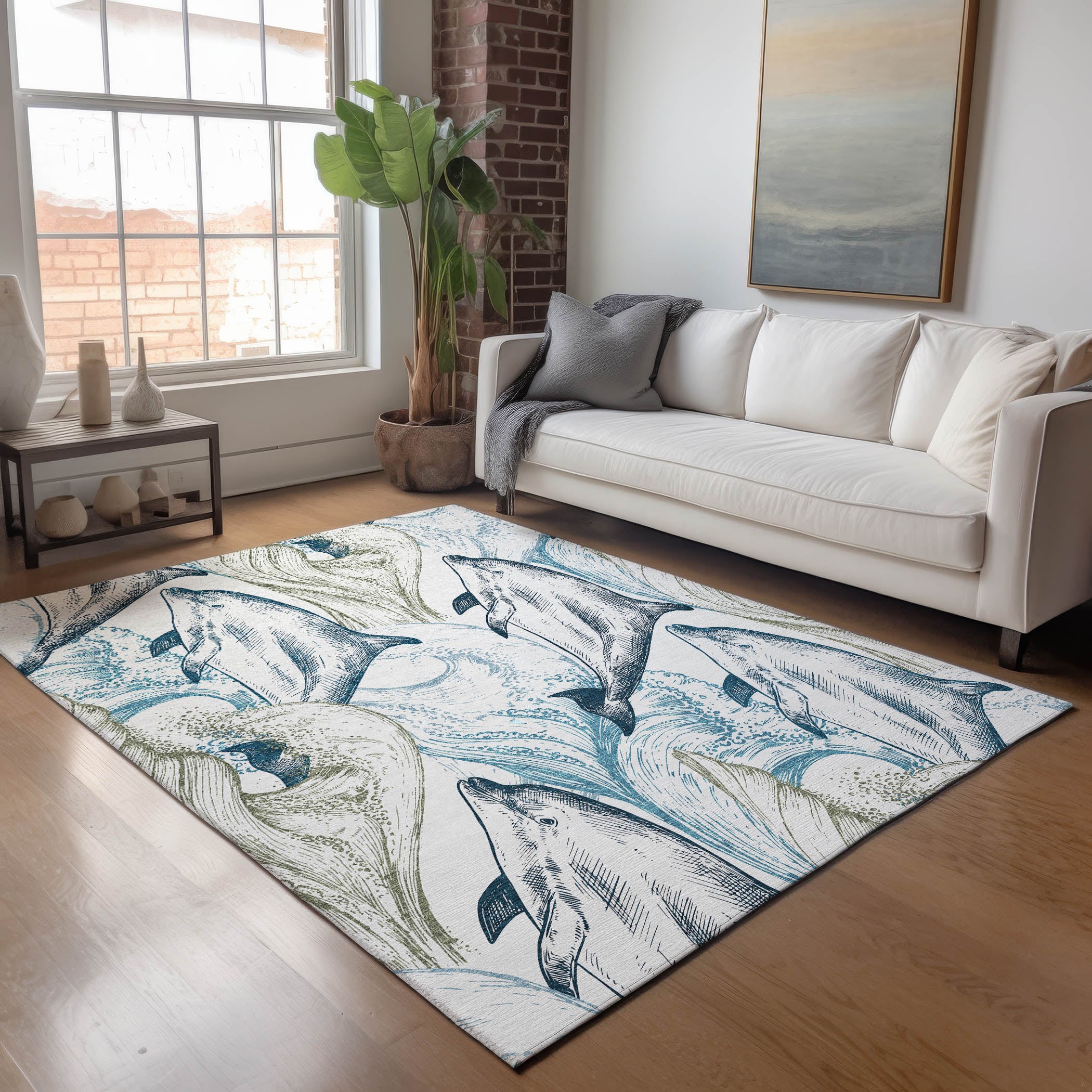 Rome Machine Washable Coastal Ivory Rug 2'6" x 3'10" #shape_Rectangle