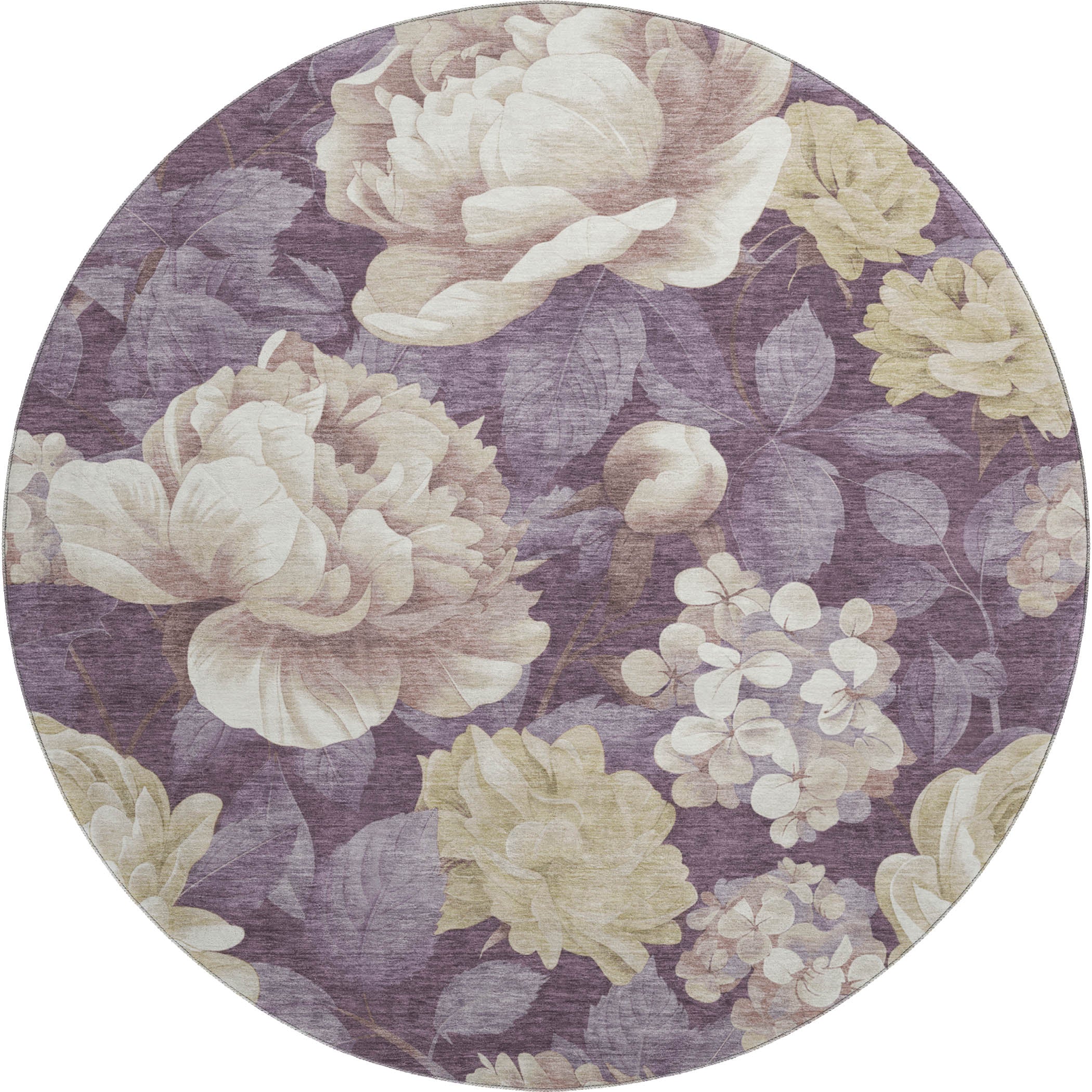 Oslo Machine Washable Transitional Beige Brown Rug 8' x 8' #shape_Round