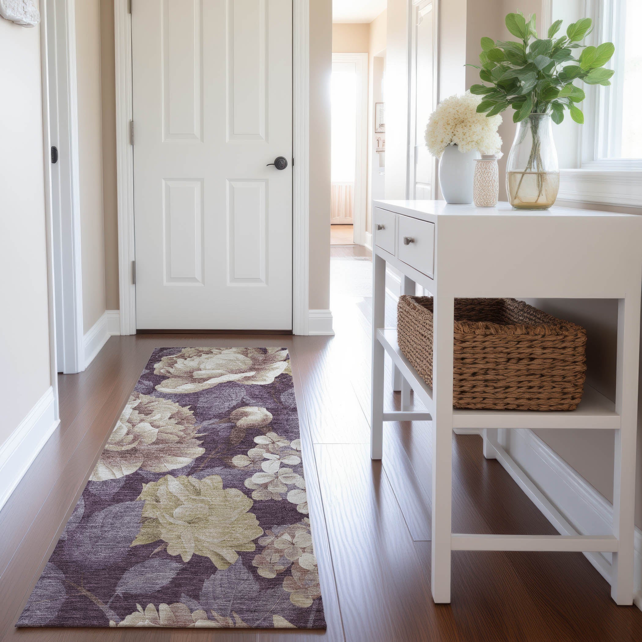 Oslo Machine Washable Transitional Beige Brown Rug 2'3" x 7'6" #shape_Runner