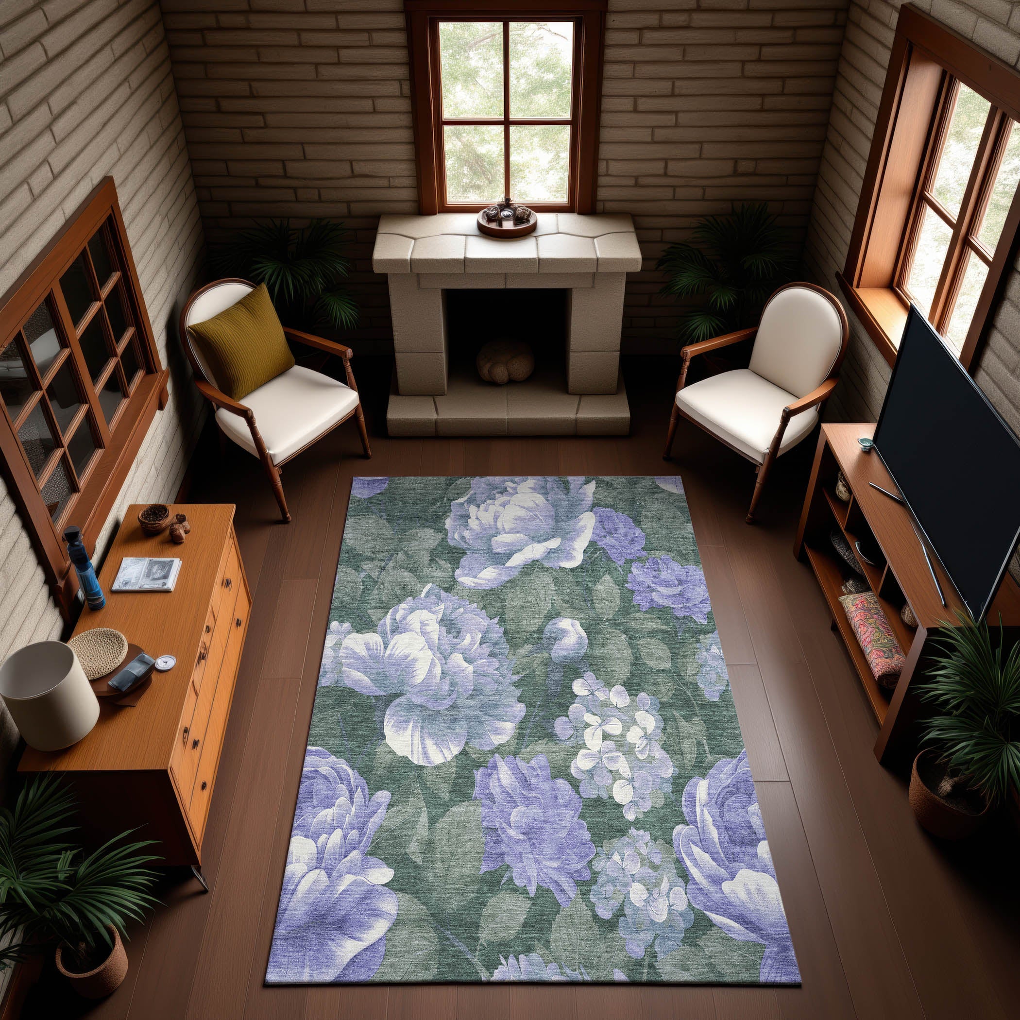 Oslo Machine Washable Transitional Lavender Purple Rug 2'6" x 3'10" #shape_Rectangle