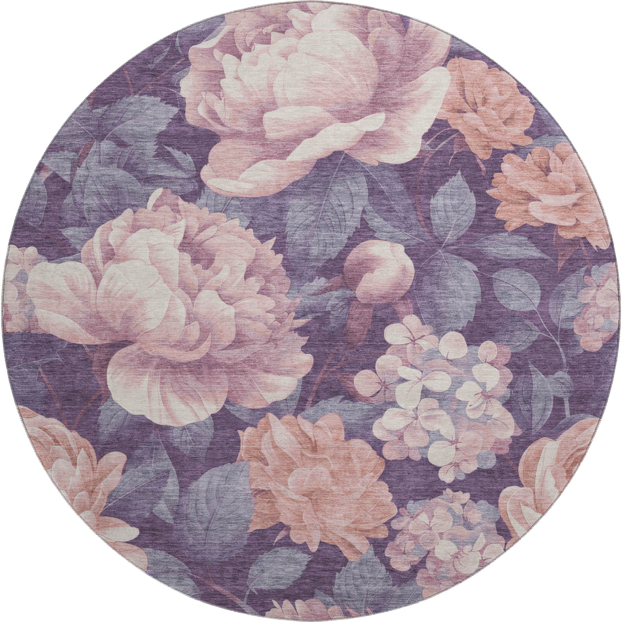 Oslo Machine Washable Transitional Salmon Orange Rug 8' x 8' #shape_Round