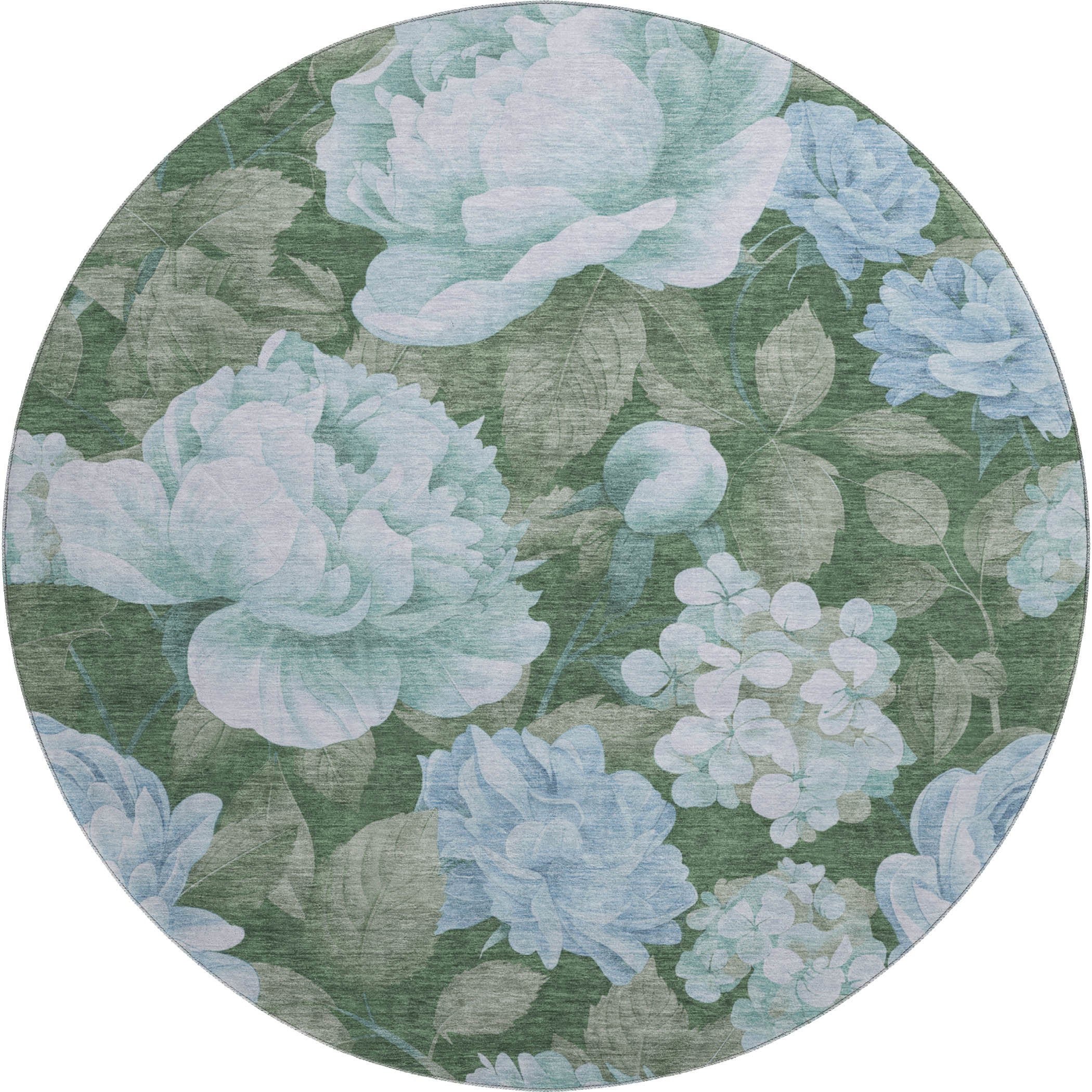 Oslo Machine Washable Transitional Sky Blue Rug 8' x 8' #shape_Round
