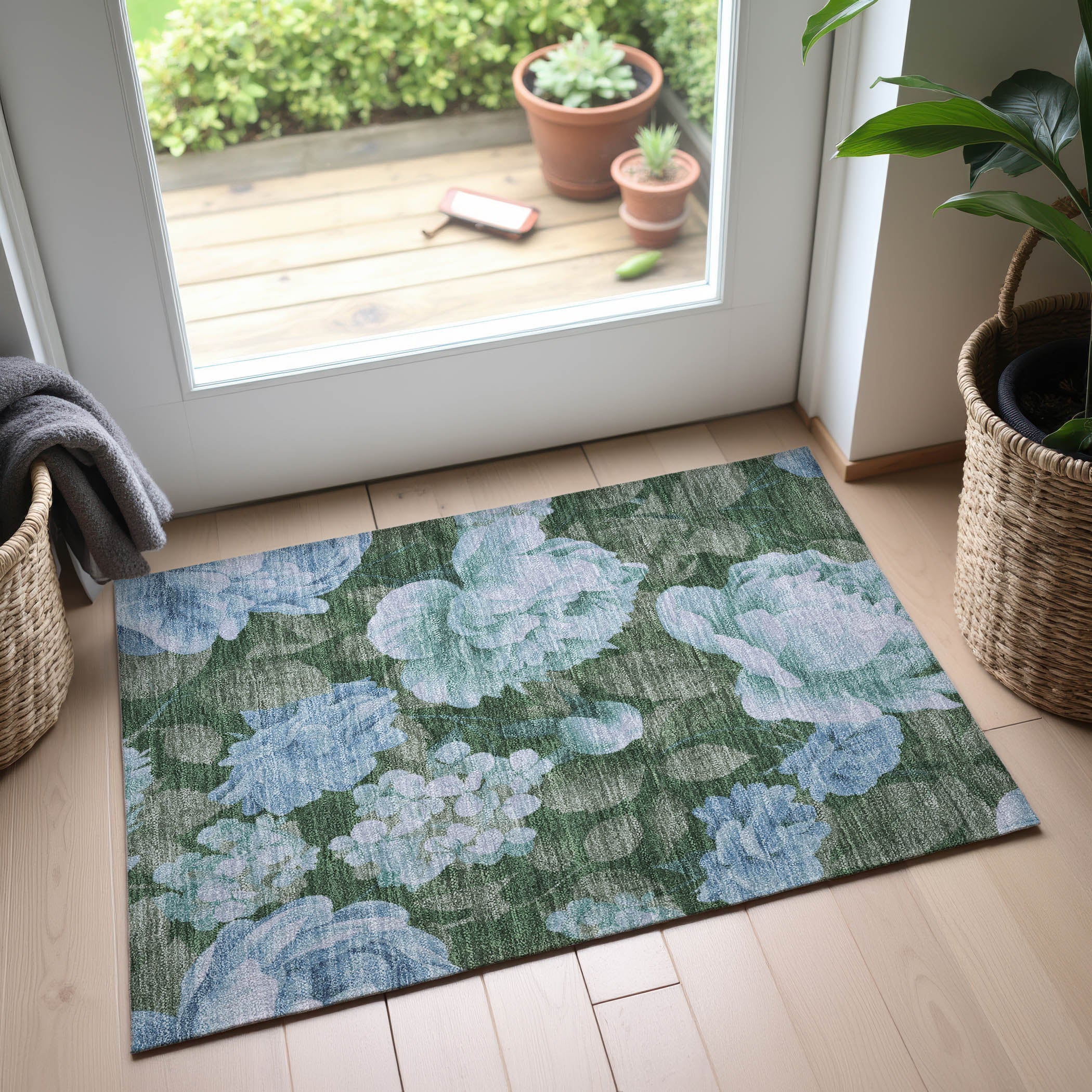 Oslo Machine Washable Transitional Sky Blue Rug 1'8" x 2'6" #shape_Rectangle