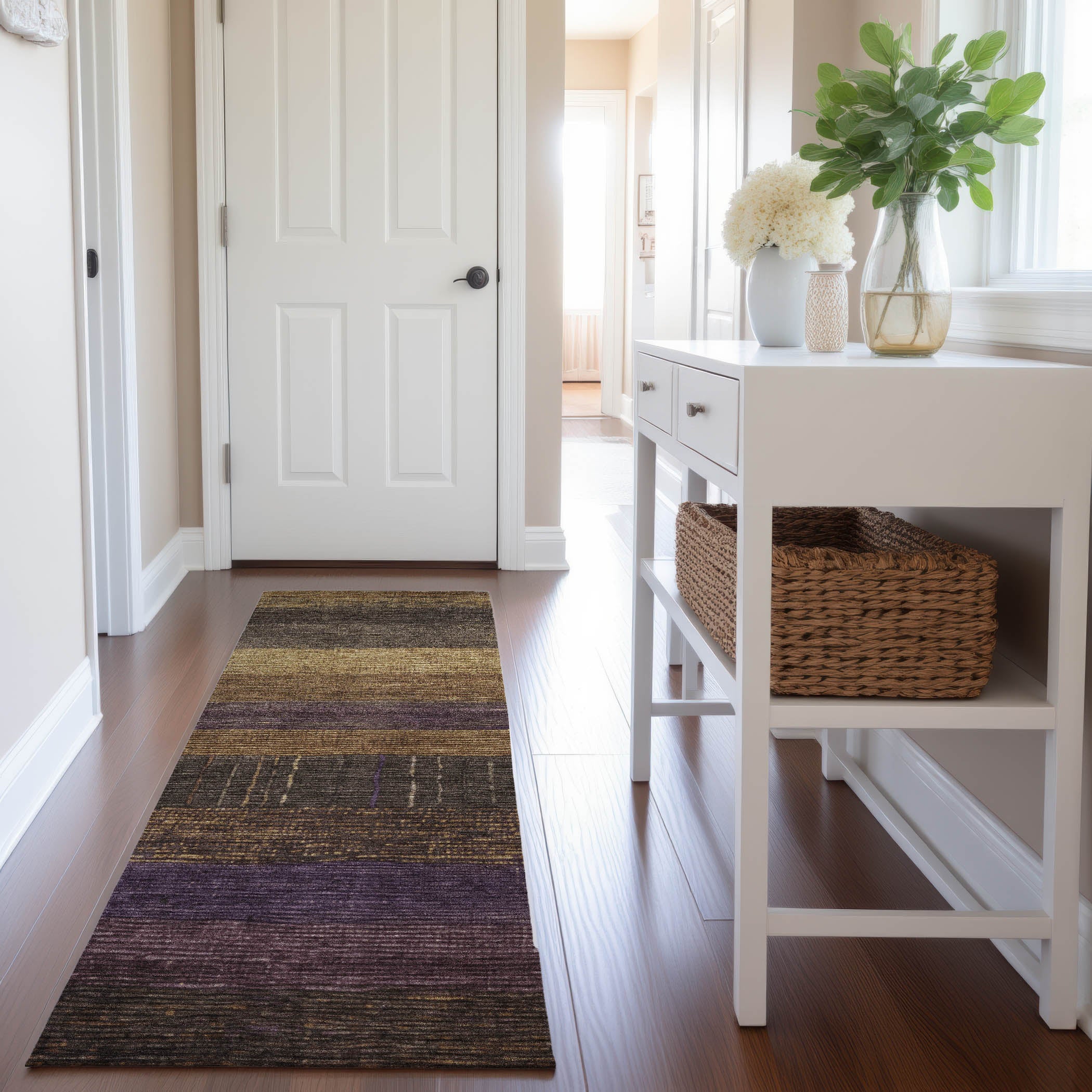 Baku Machine Washable Transitional Brown Rug 2'3" x 7'6" #shape_Runner