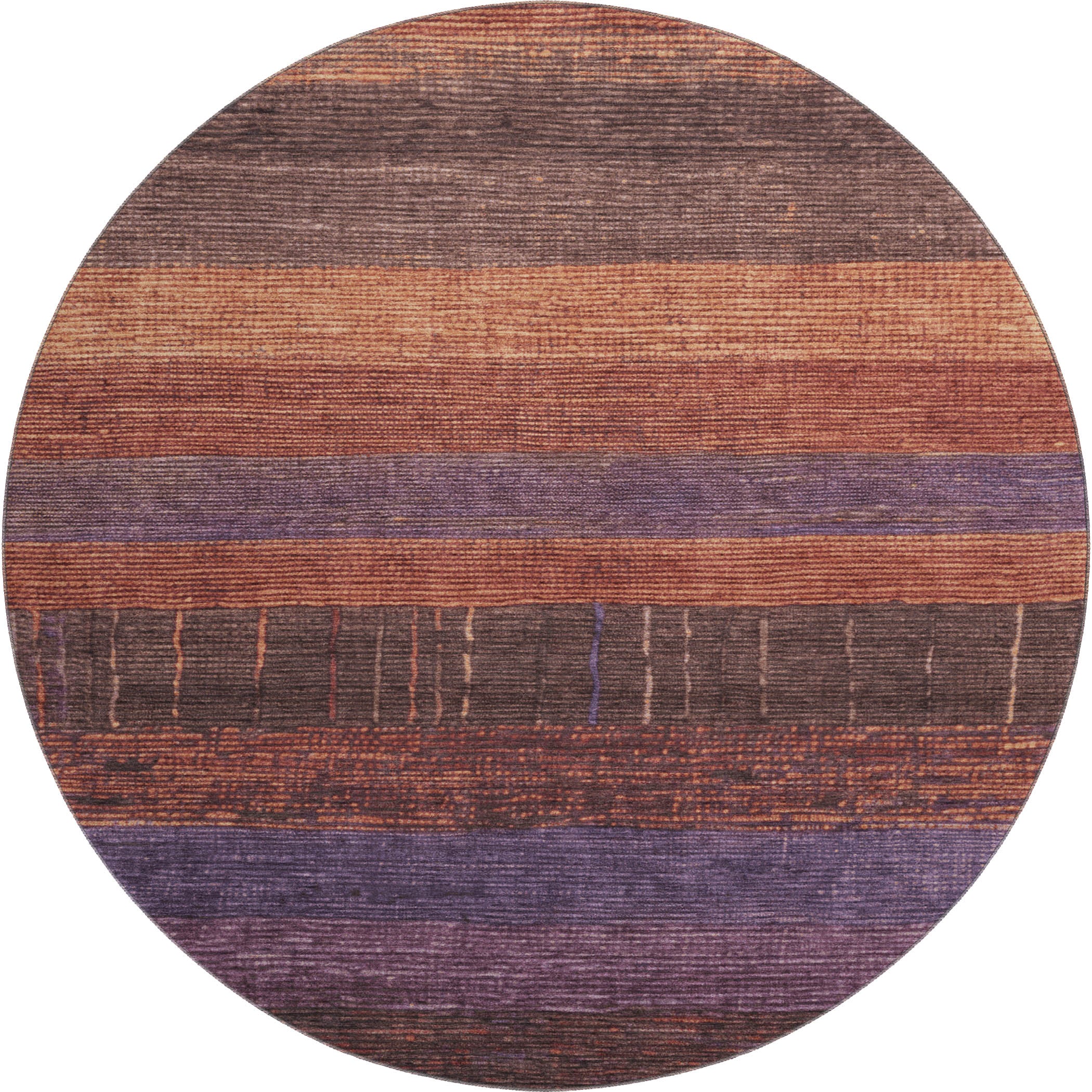 Baku Machine Washable Transitional Paprika Orange Rug 8' x 8' #shape_Round