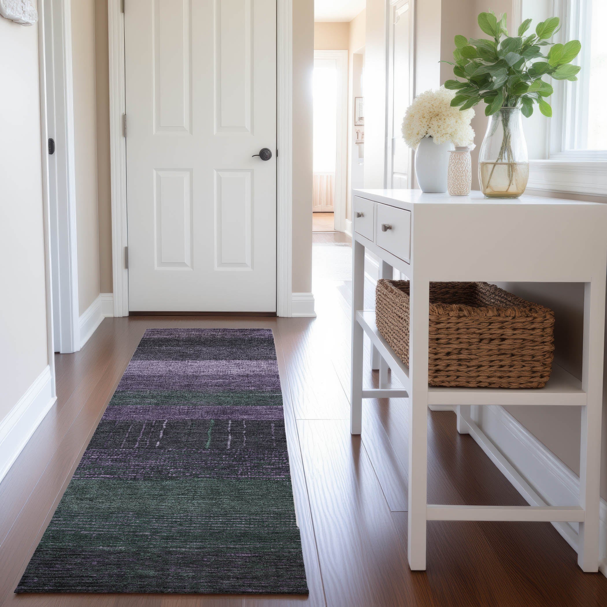 Baku Machine Washable Transitional Purple Rug 2'3" x 7'6" #shape_Runner