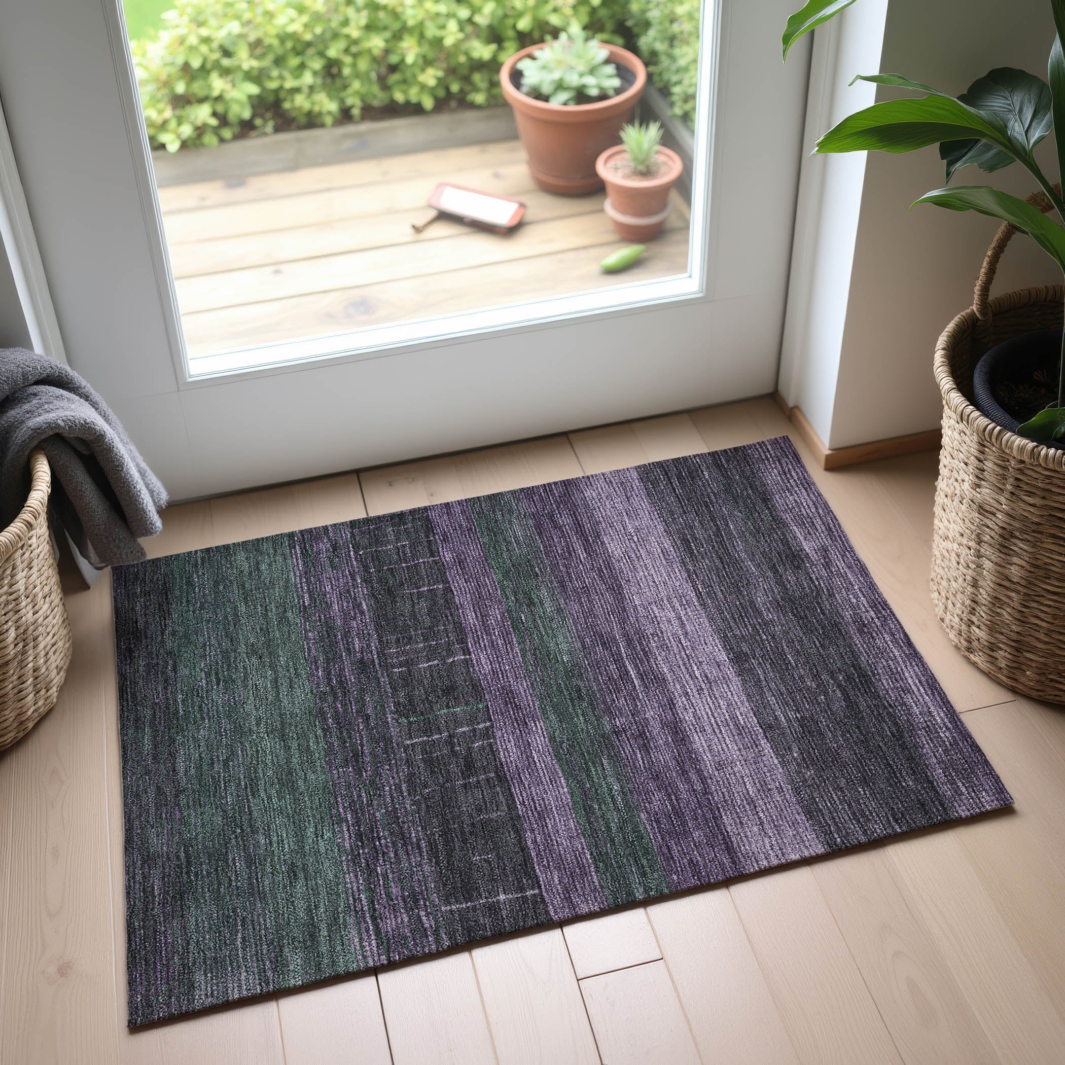 Baku Machine Washable Transitional Purple Rug 1'8" x 2'6" #shape_Rectangle