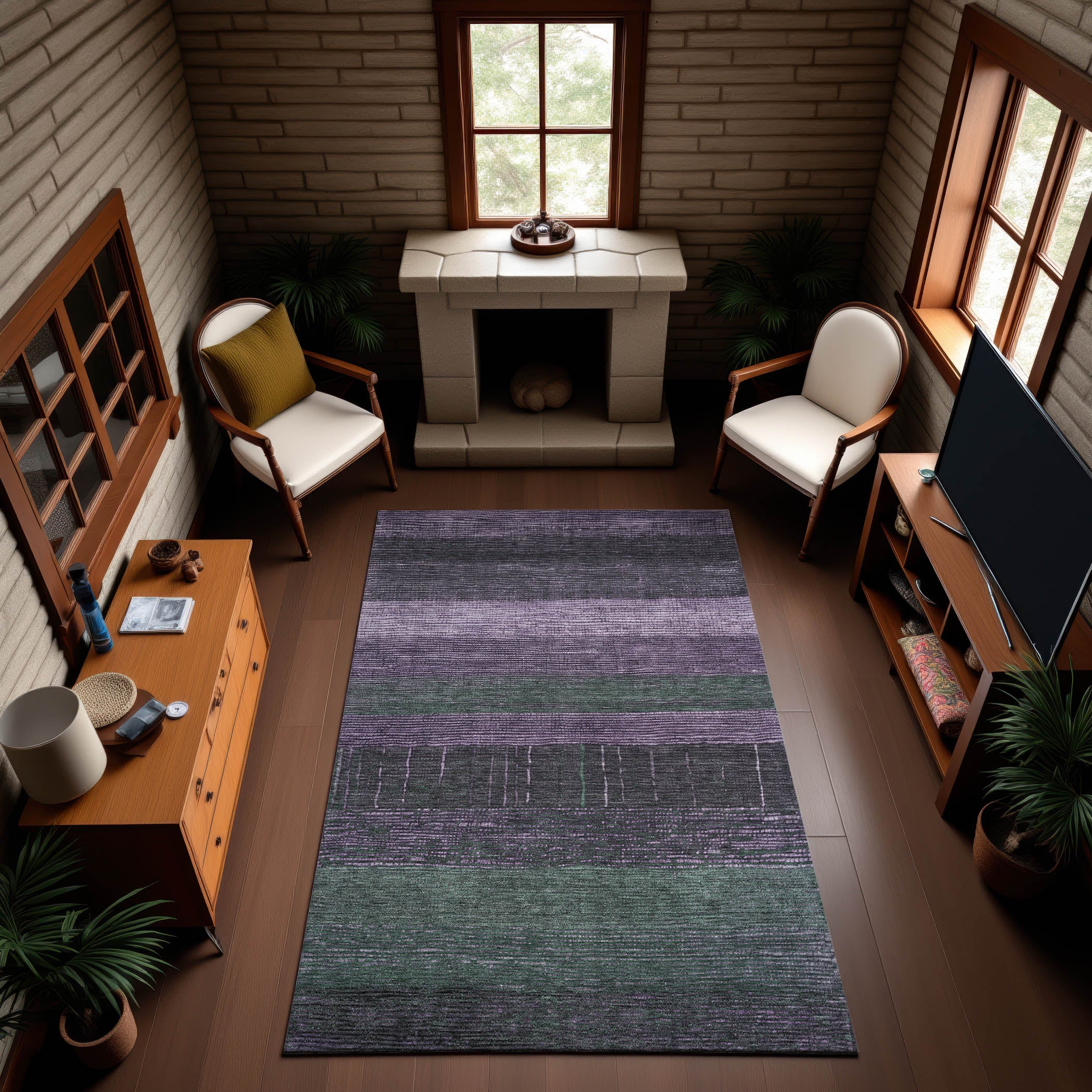 Baku Machine Washable Transitional Purple Rug 2'6" x 3'10" #shape_Rectangle