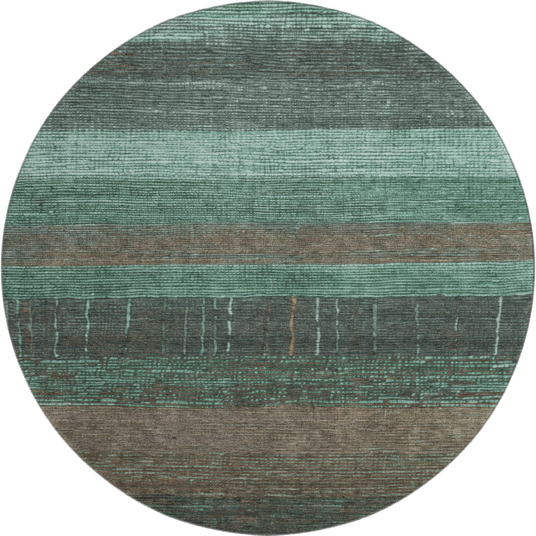 Baku Machine Washable Transitional Teal Rug 8' x 8' #shape_Round