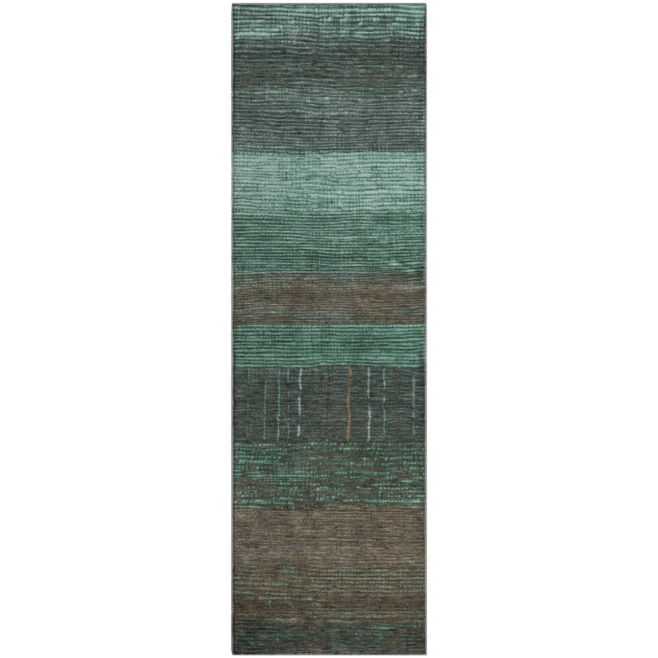 Baku Machine Washable Transitional Teal Rug 2'3" x 7'6" #shape_Runner