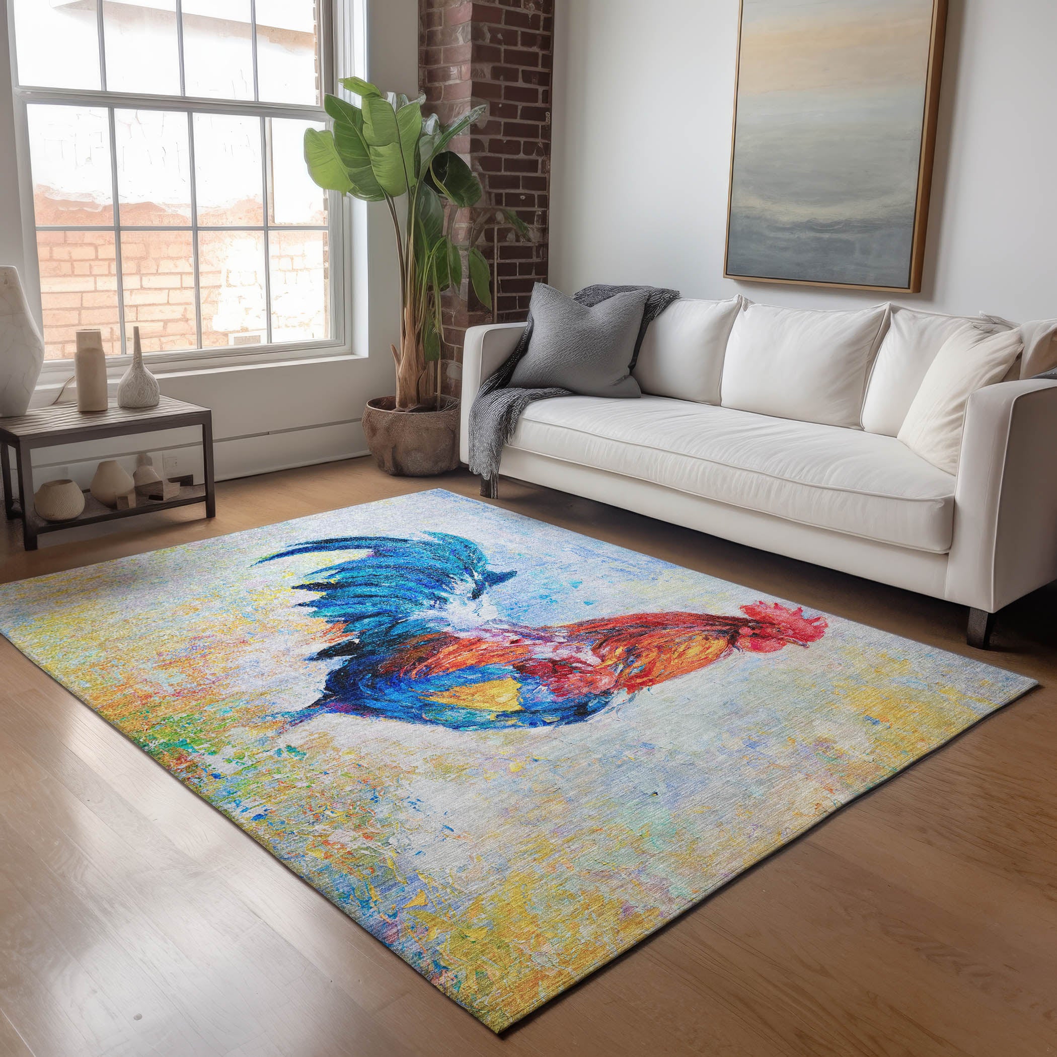 Queenstown Machine Washable Kitchen Blue Multi Rug 2'6" x 3'10" #shape_Rectangle