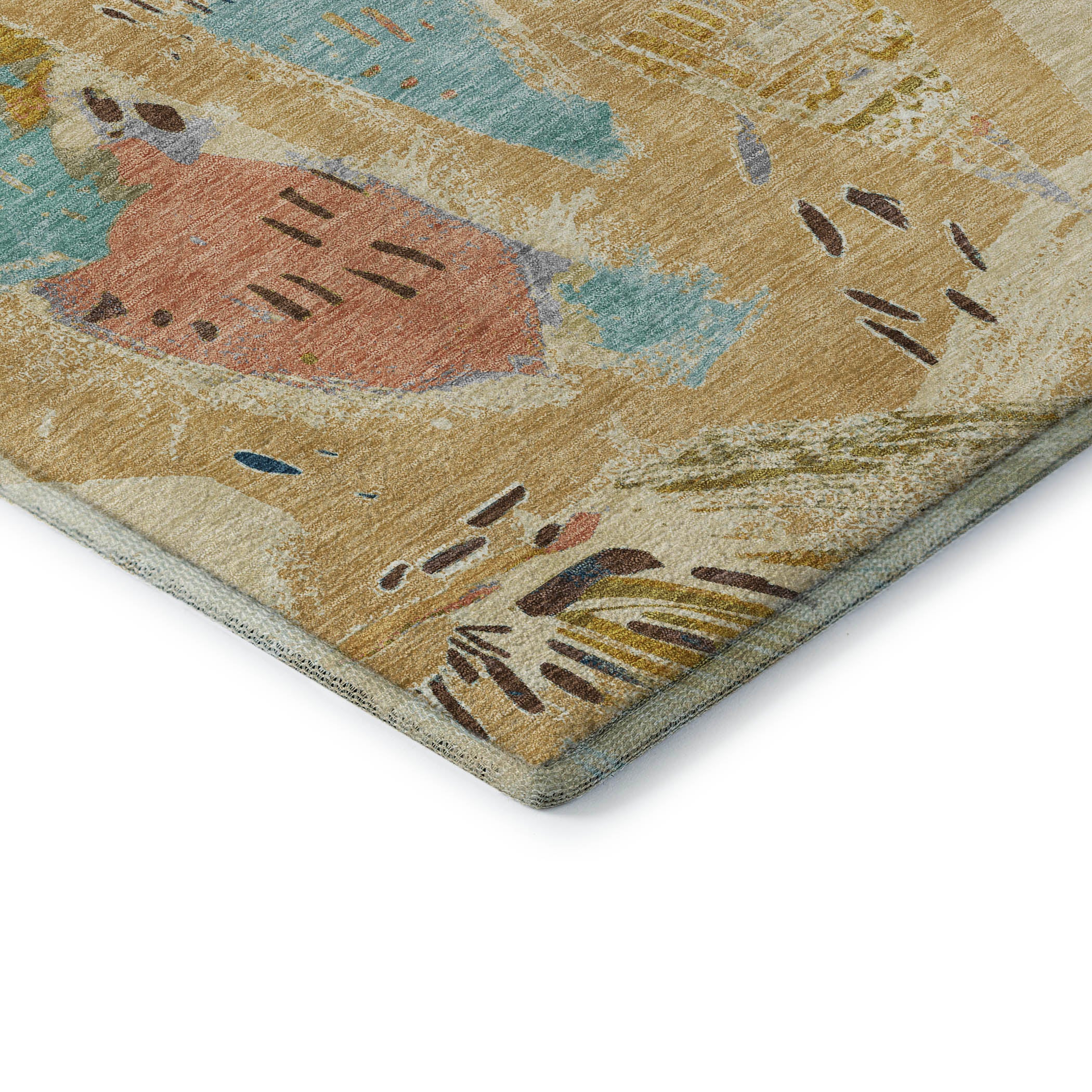 Cusco Machine Washable Transitional Gold Rug 1'8" x 2'6" #shape_Rectangle