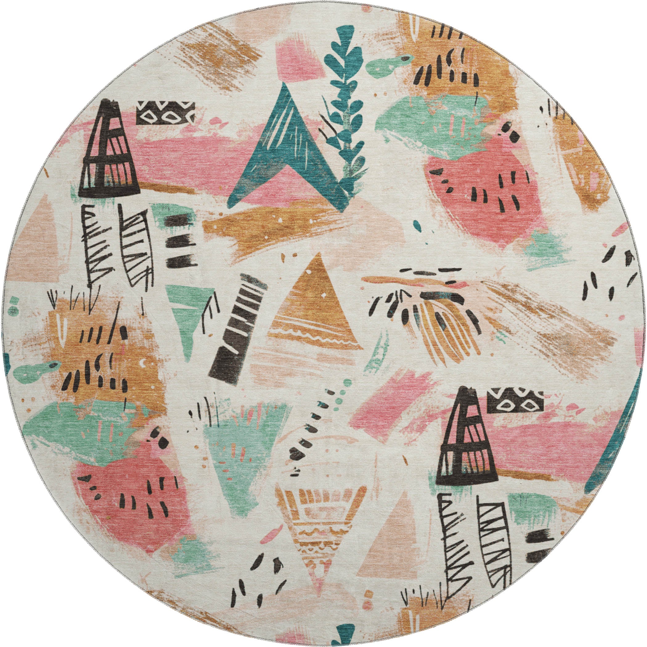 Cusco Machine Washable Transitional Ivory Rug 8' x 8' #shape_Round