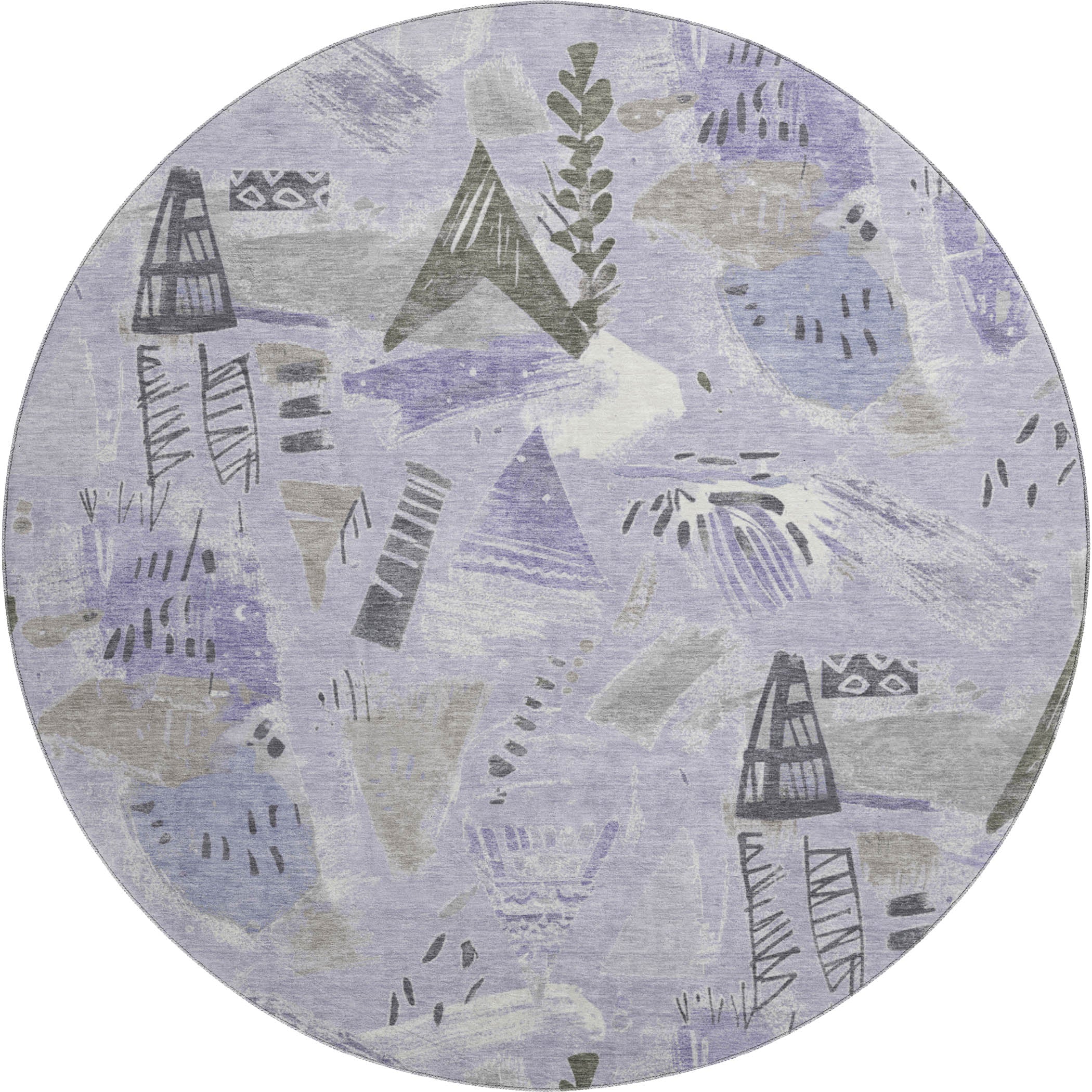 Cusco Machine Washable Transitional Lavender Purple Rug 8' x 8' #shape_Round