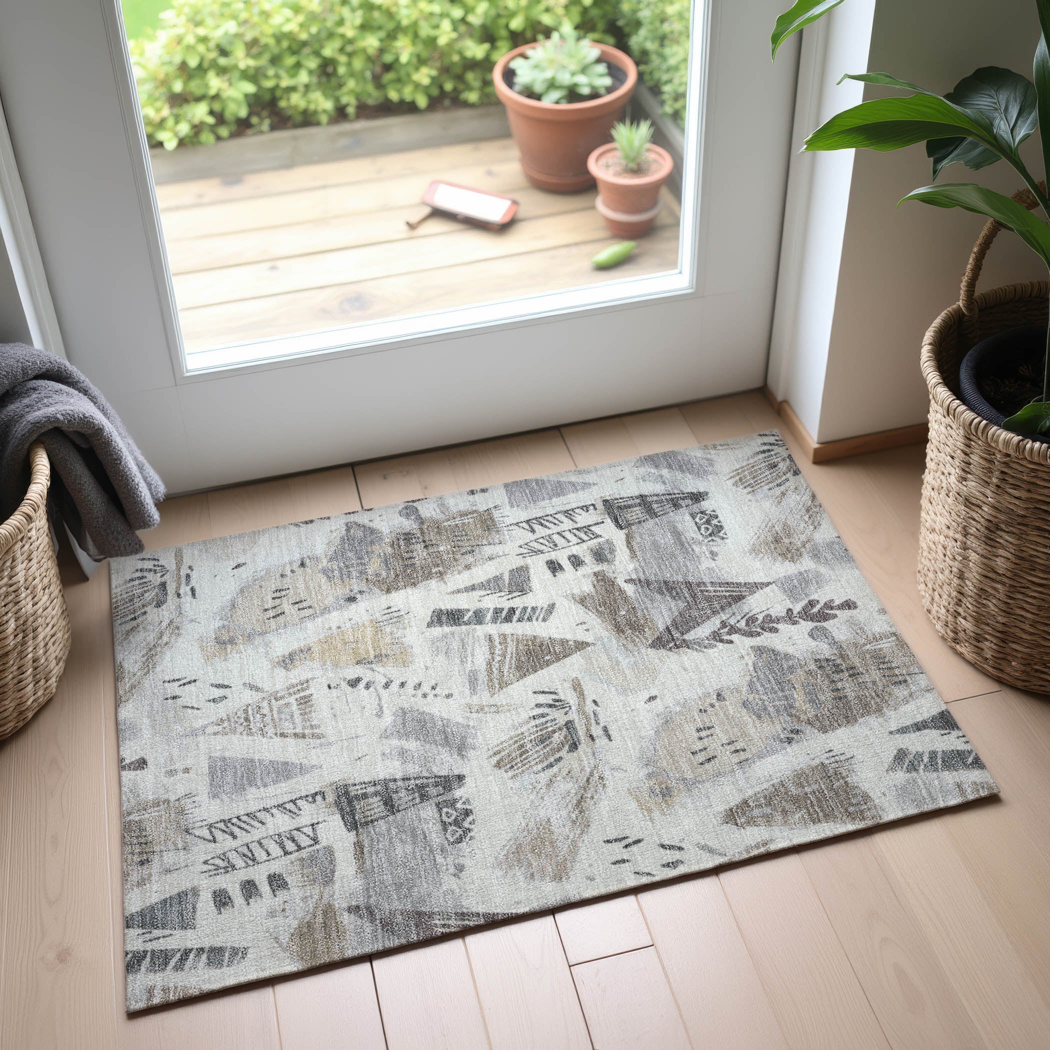 Cusco Machine Washable Transitional Linen Ivory Rug 1'8" x 2'6" #shape_Rectangle