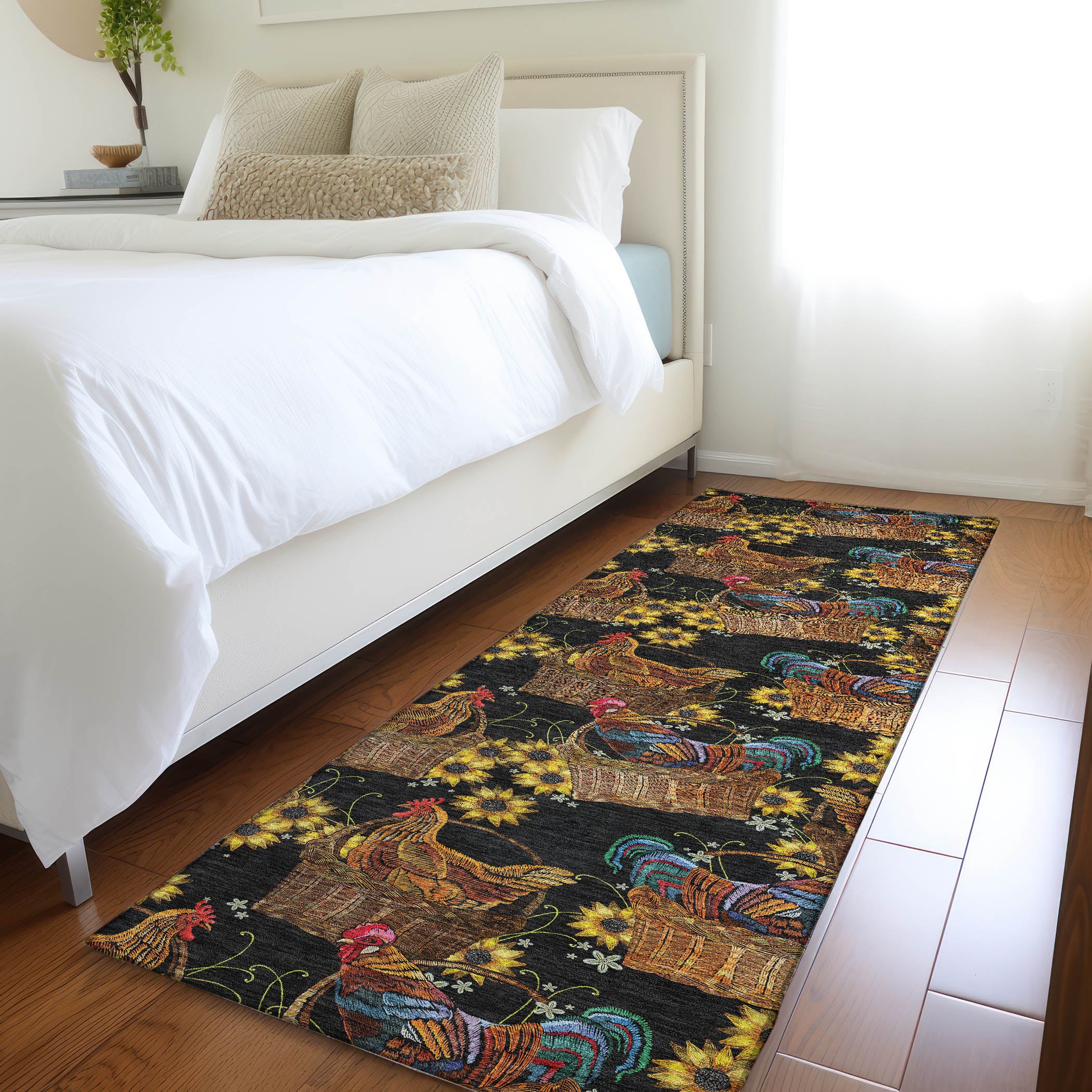 Bruges Machine Washable Kitchen Midnight Black Rug 2'3" x 7'6" #shape_Runner