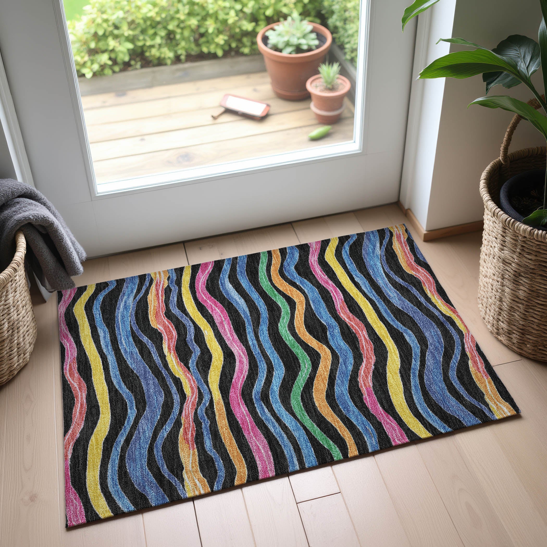 Nairobi Machine Washable Transitional Black Rug 1'8" x 2'6" #shape_Rectangle