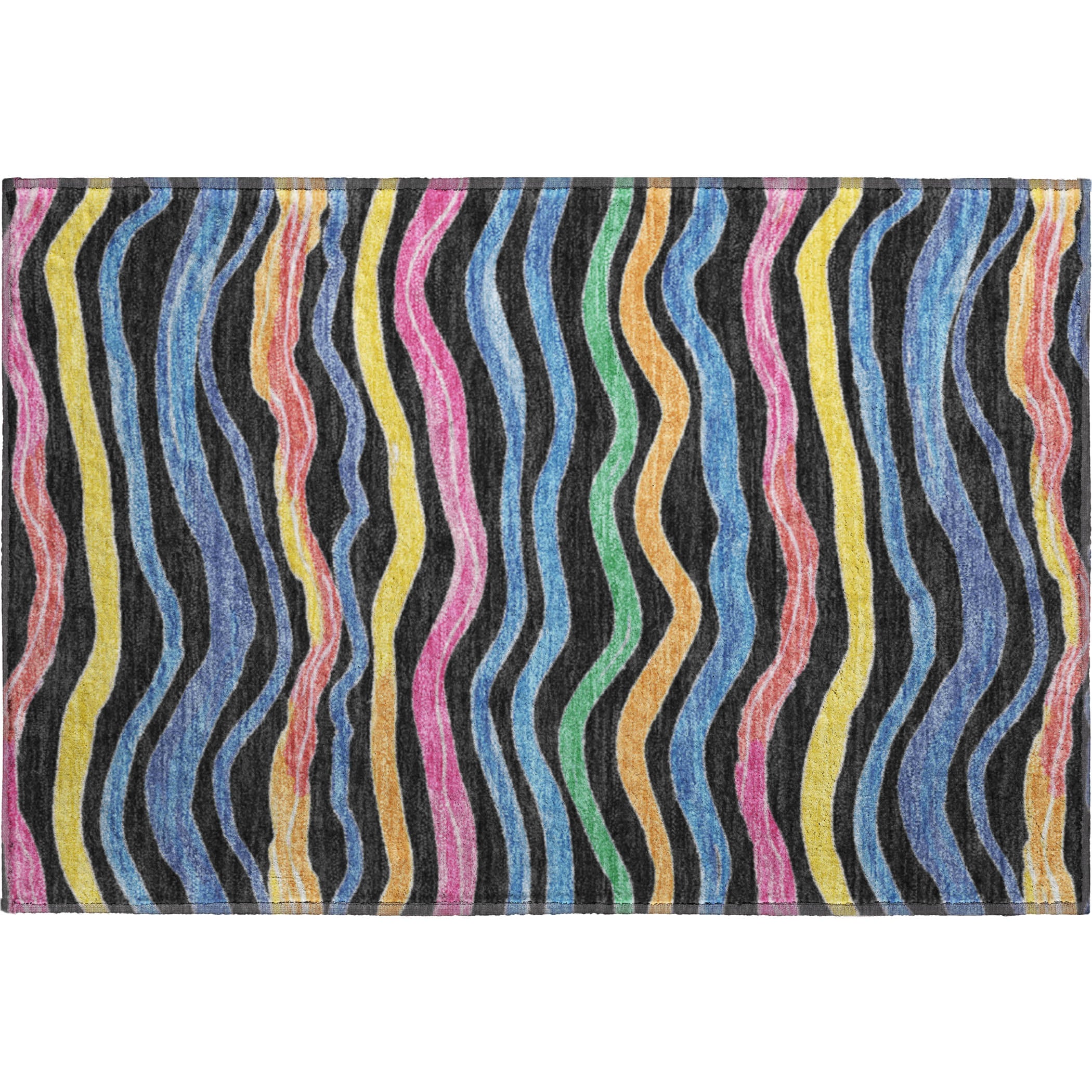 Nairobi Machine Washable Transitional Black Rug 1'8" x 2'6" #shape_Rectangle