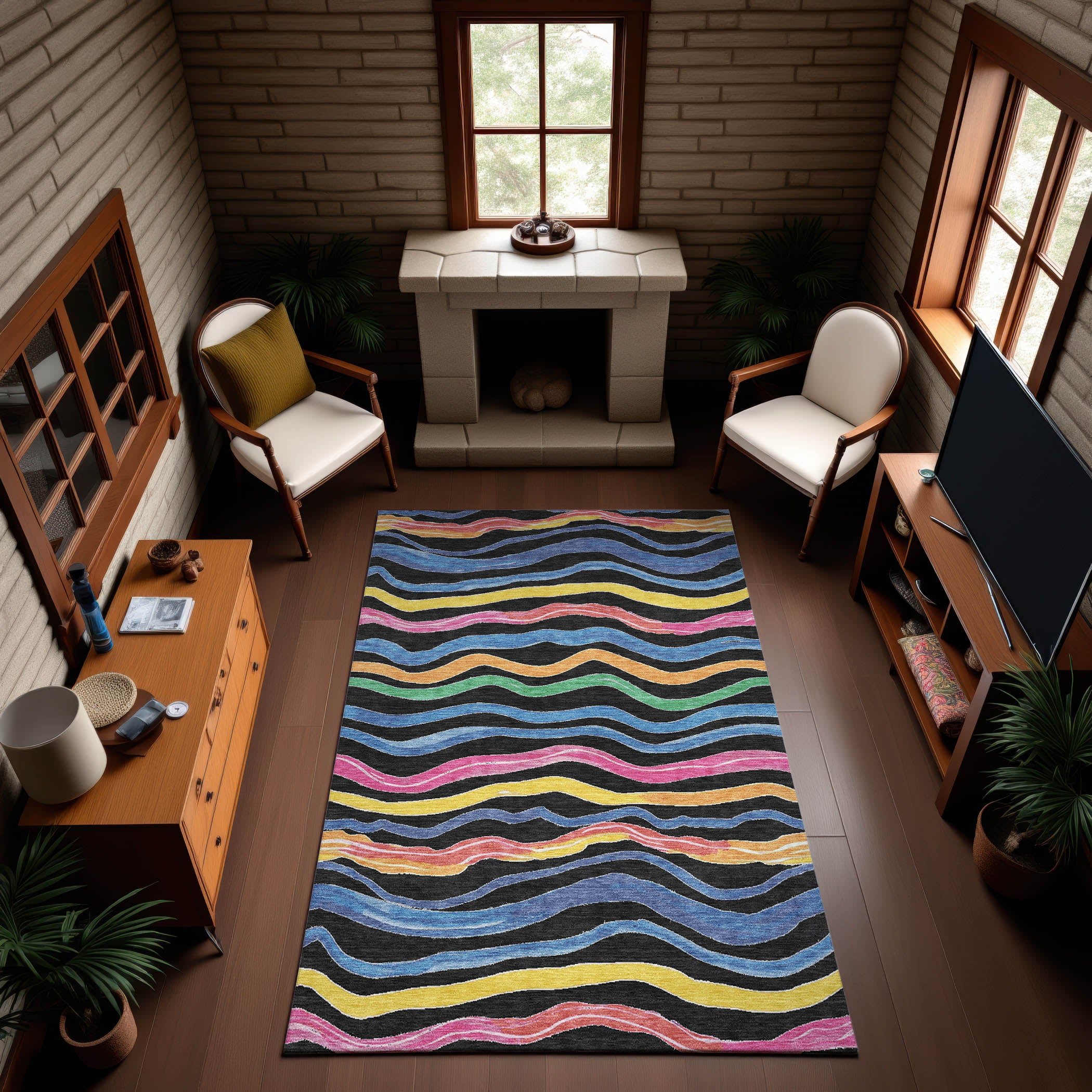 Nairobi Machine Washable Transitional Black Rug 2'6" x 3'10" #shape_Rectangle