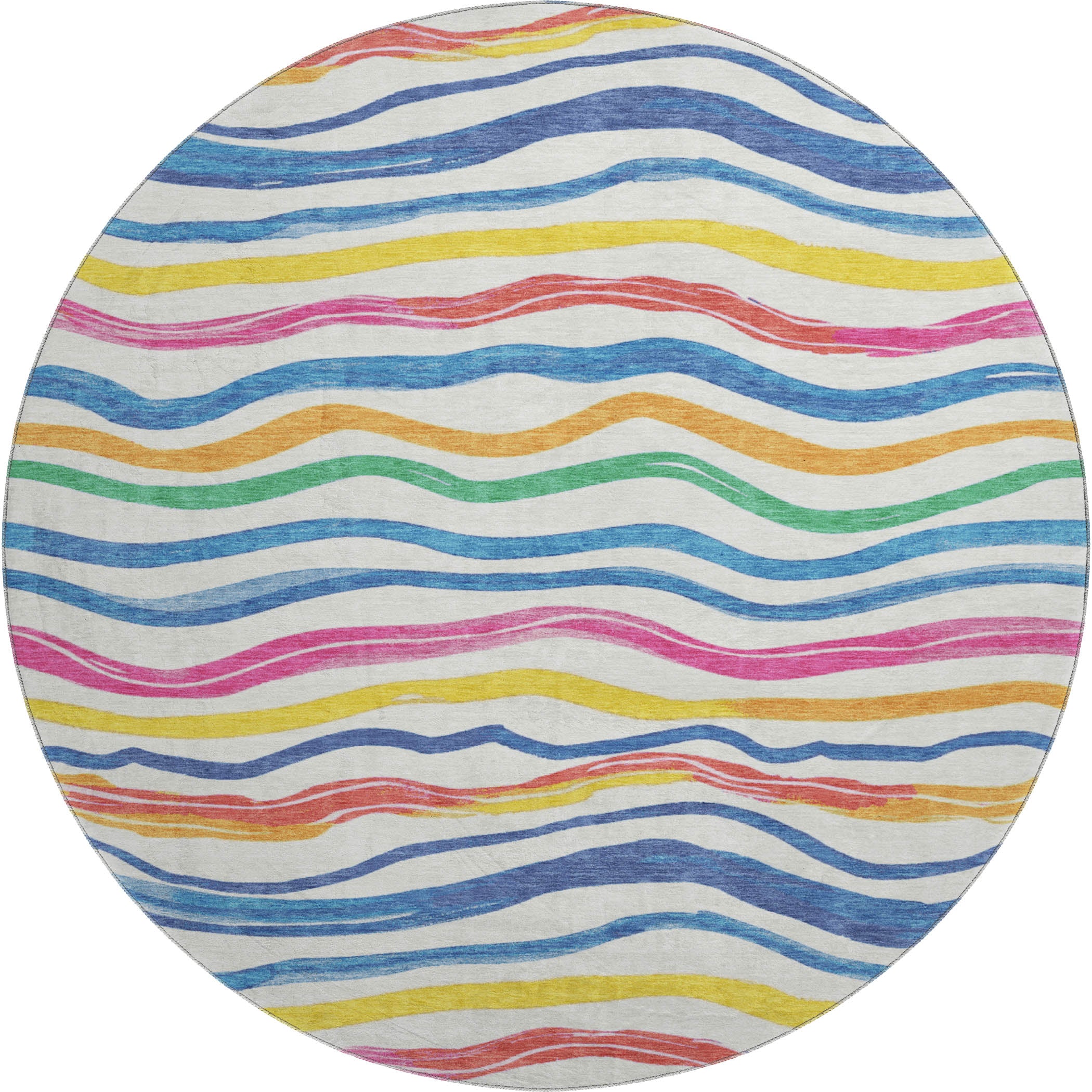 Nairobi Machine Washable Transitional Ivory Rug 8' x 8' #shape_Round