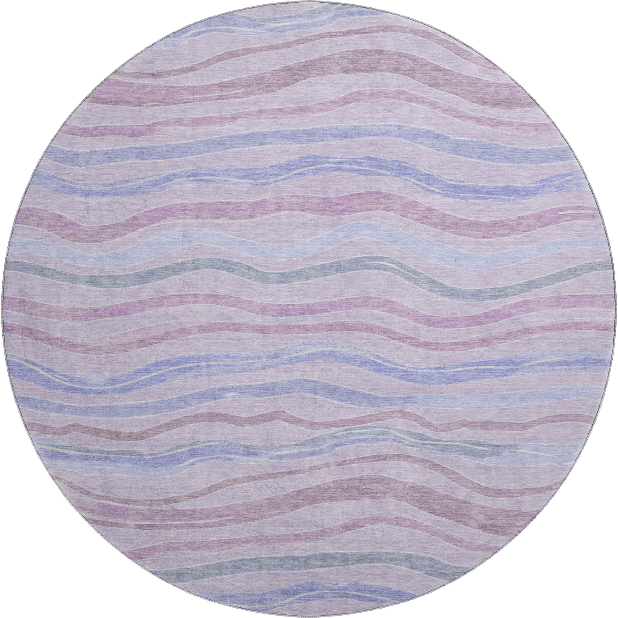 Nairobi Machine Washable Transitional Lavender Purple Rug 8' x 8' #shape_Round