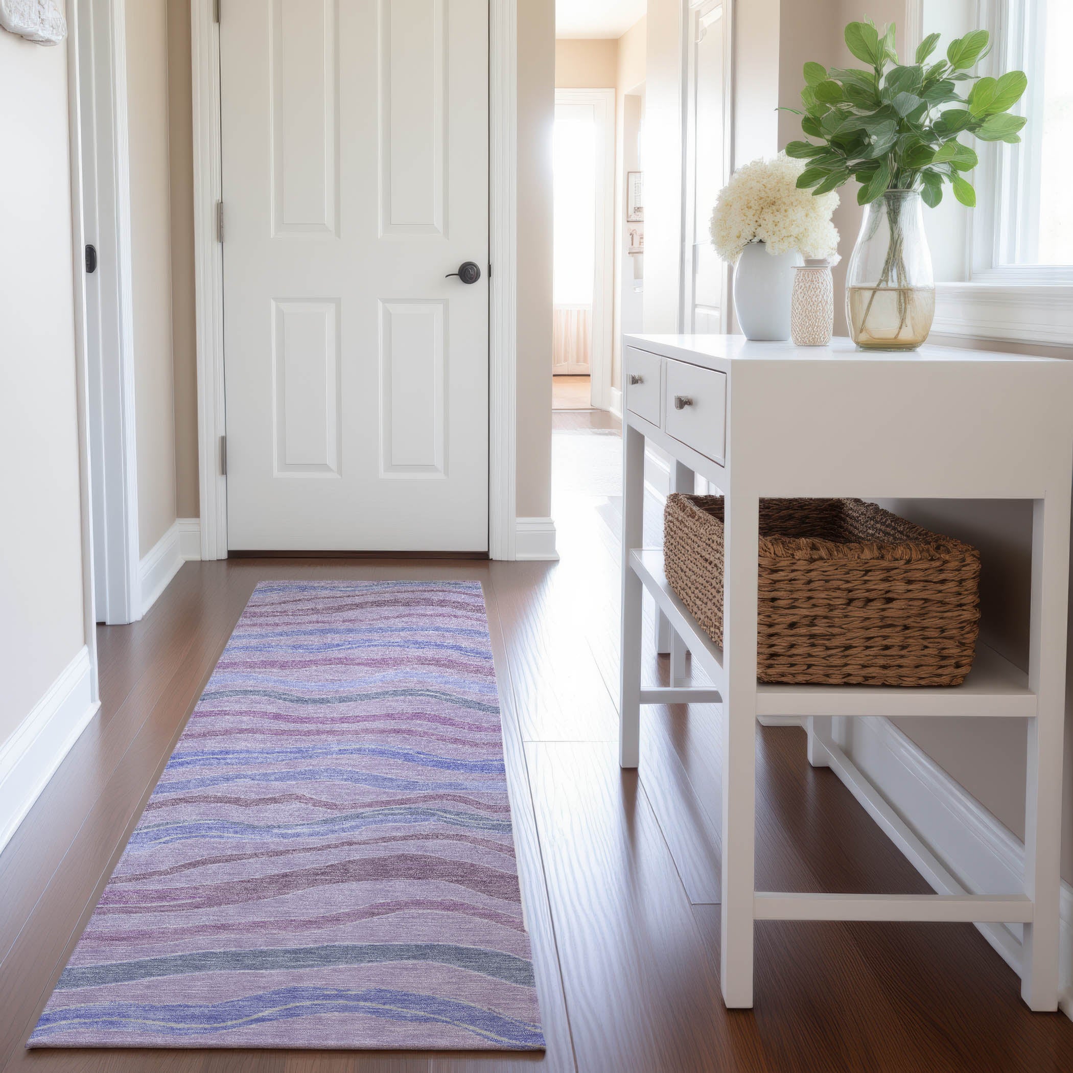 Nairobi Machine Washable Transitional Lavender Purple Rug 2'3" x 7'6" #shape_Runner
