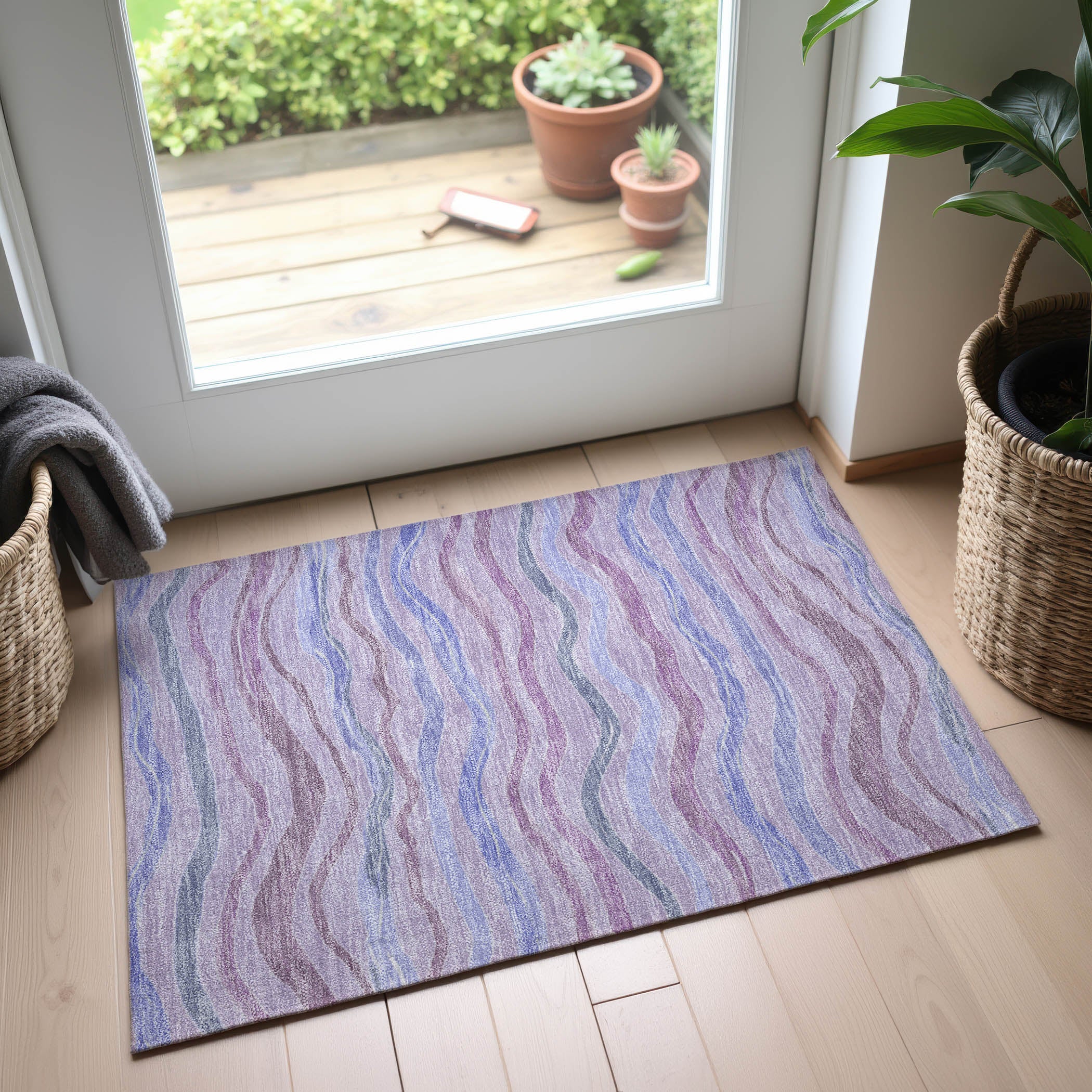 Nairobi Machine Washable Transitional Lavender Purple Rug 1'8" x 2'6" #shape_Rectangle