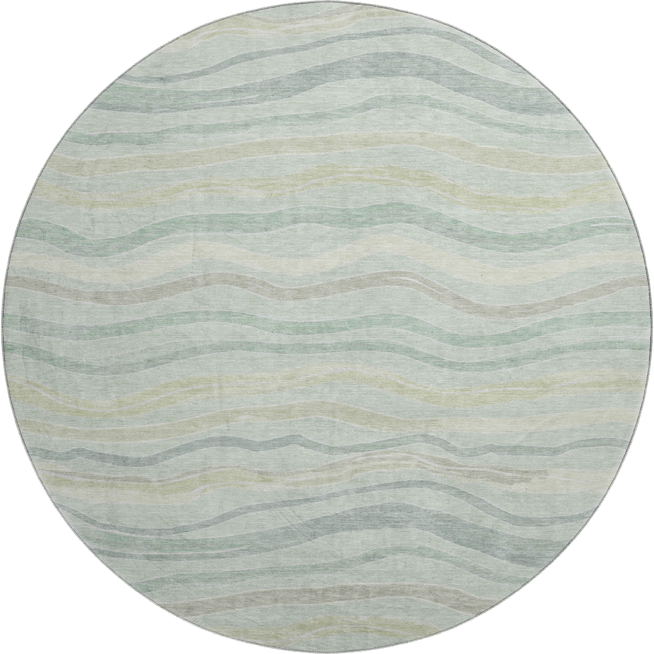 Nairobi Machine Washable Transitional Sage Green Rug 8' x 8' #shape_Round