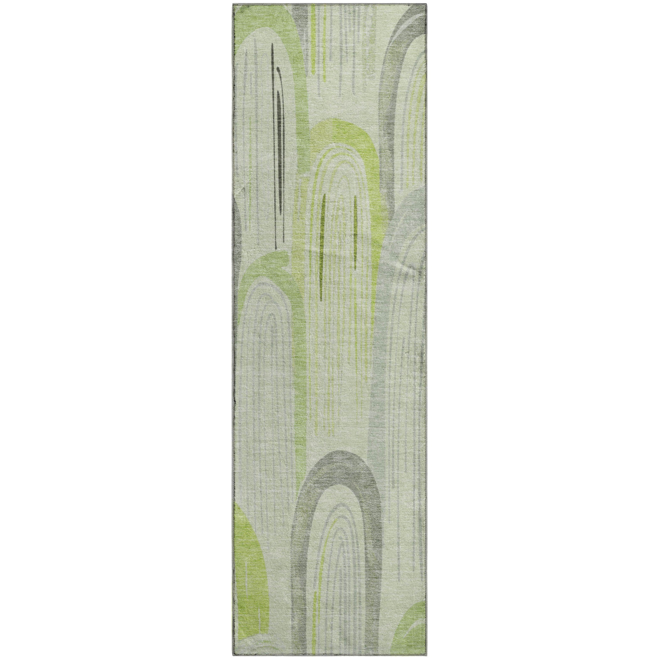 Ghent Machine Washable Transitional Aloe Green Rug 2'3" x 7'6" #shape_Runner