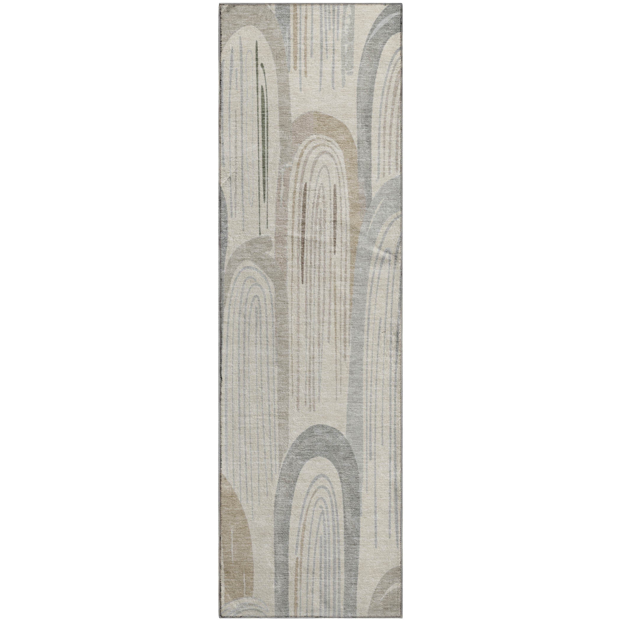 Ghent Machine Washable Transitional Beige Brown Rug 2'3" x 7'6" #shape_Runner