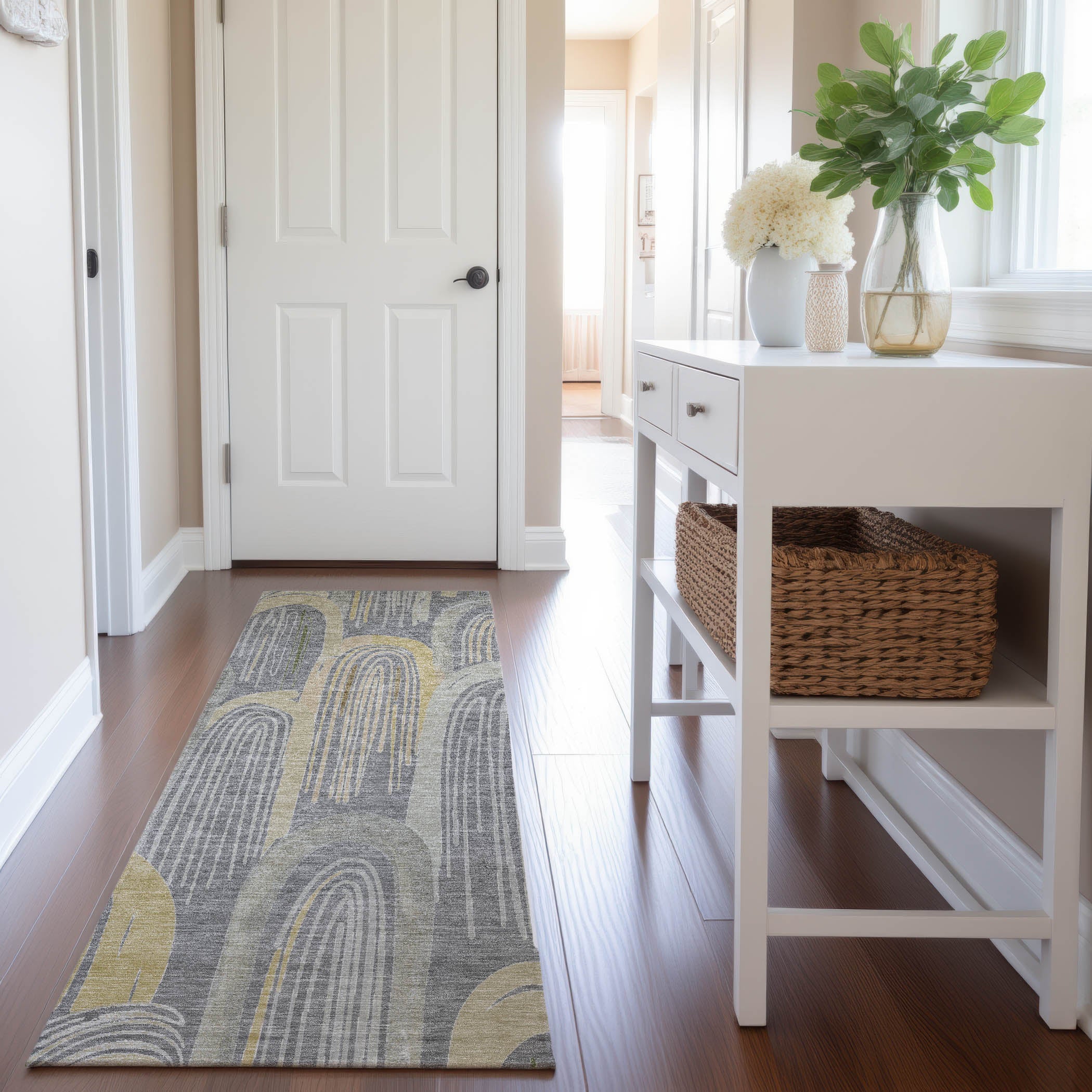 Ghent Machine Washable Transitional Gray Rug 2'3" x 7'6" #shape_Runner