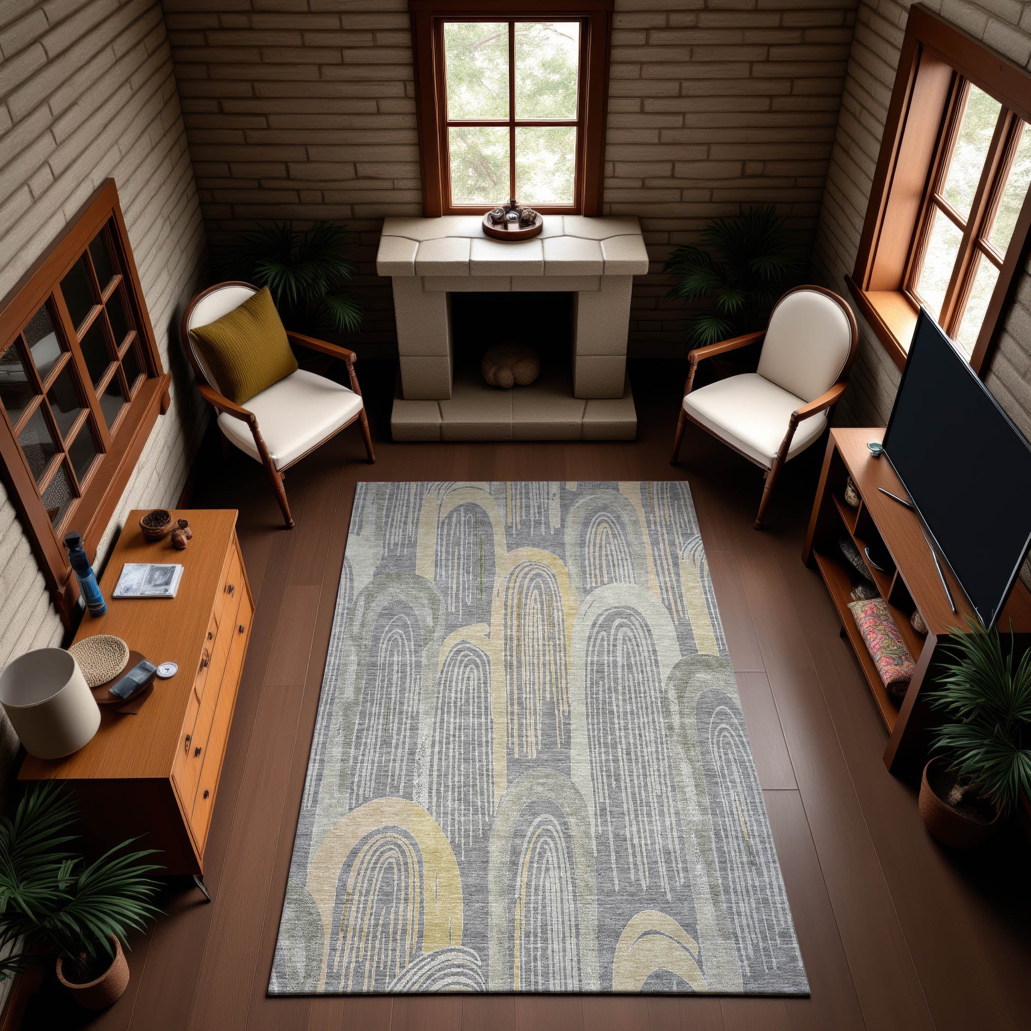 Ghent Machine Washable Transitional Gray Rug 2'6" x 3'10" #shape_Rectangle