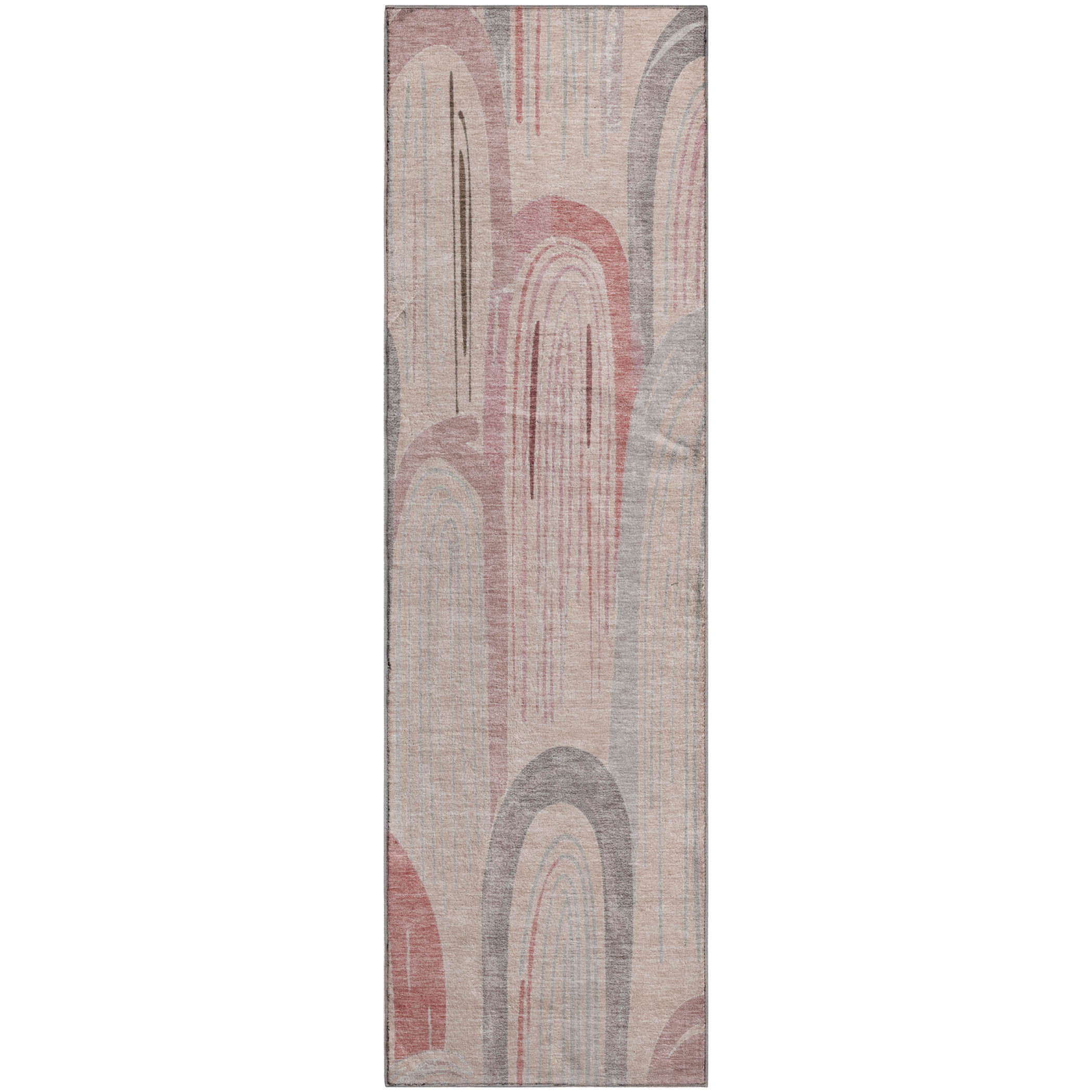 Ghent Machine Washable Transitional Salmon Orange Rug 2'3" x 7'6" #shape_Runner